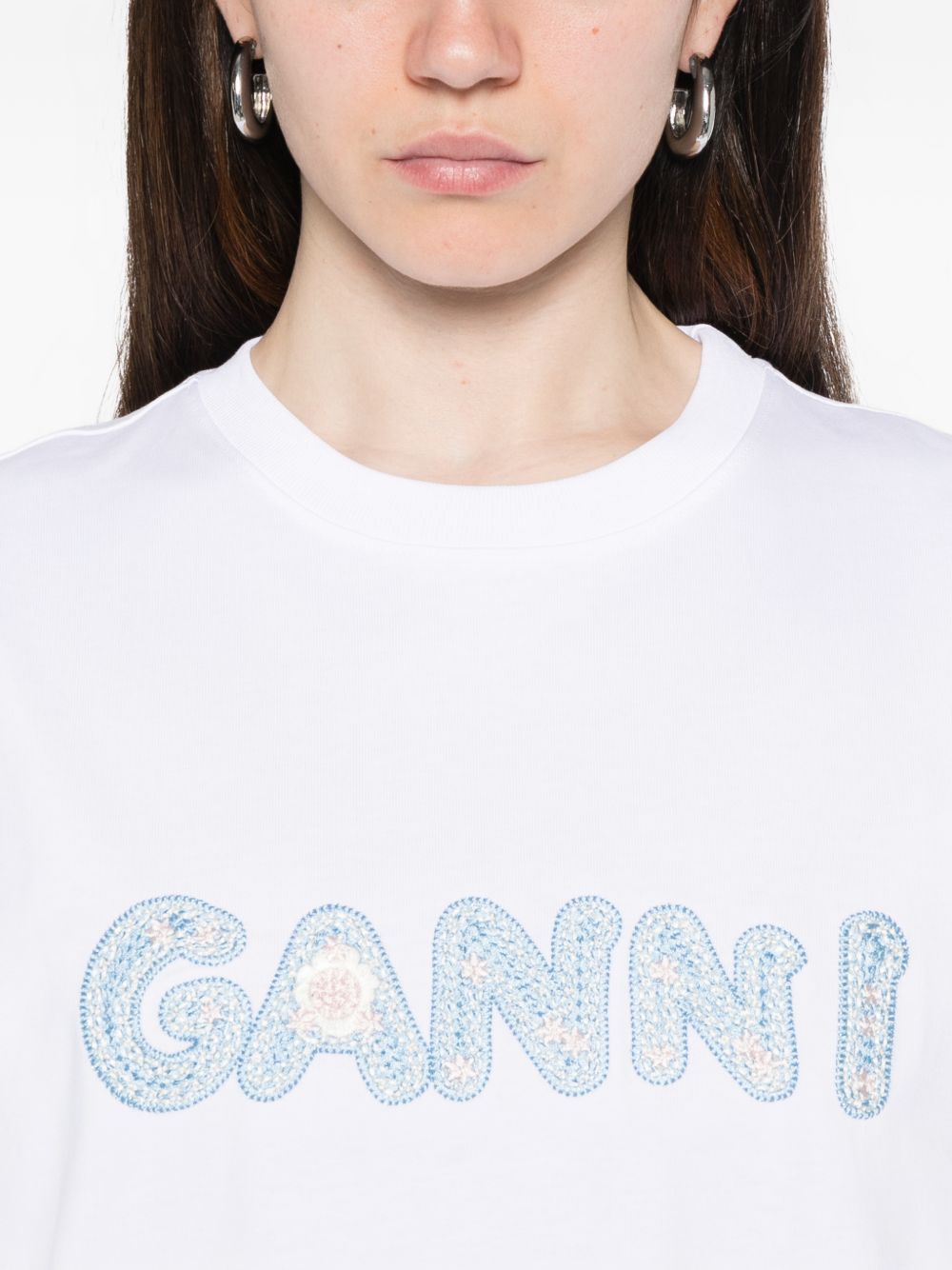 Ganni Women Logo Cotton T-Shirt GANNI