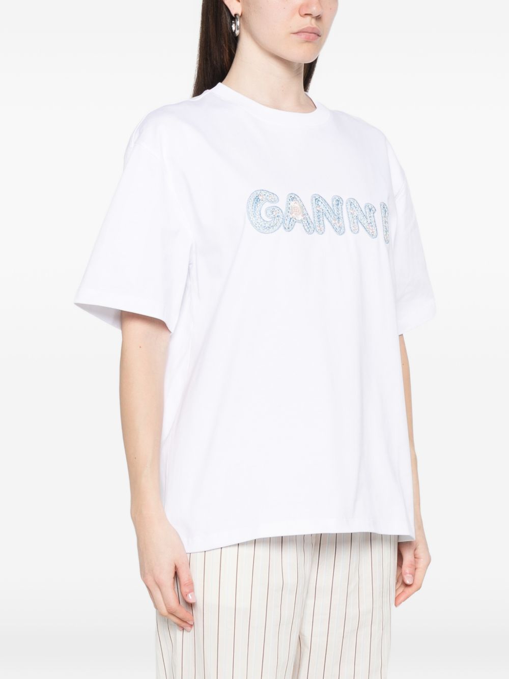 Ganni Women Logo Cotton T-Shirt GANNI
