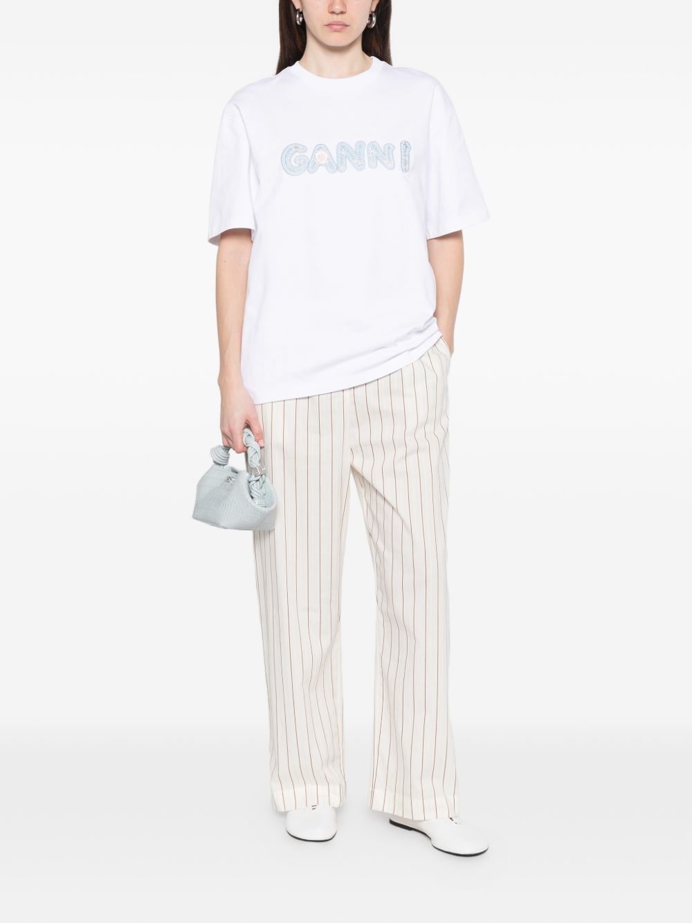 Ganni Women Logo Cotton T-Shirt GANNI