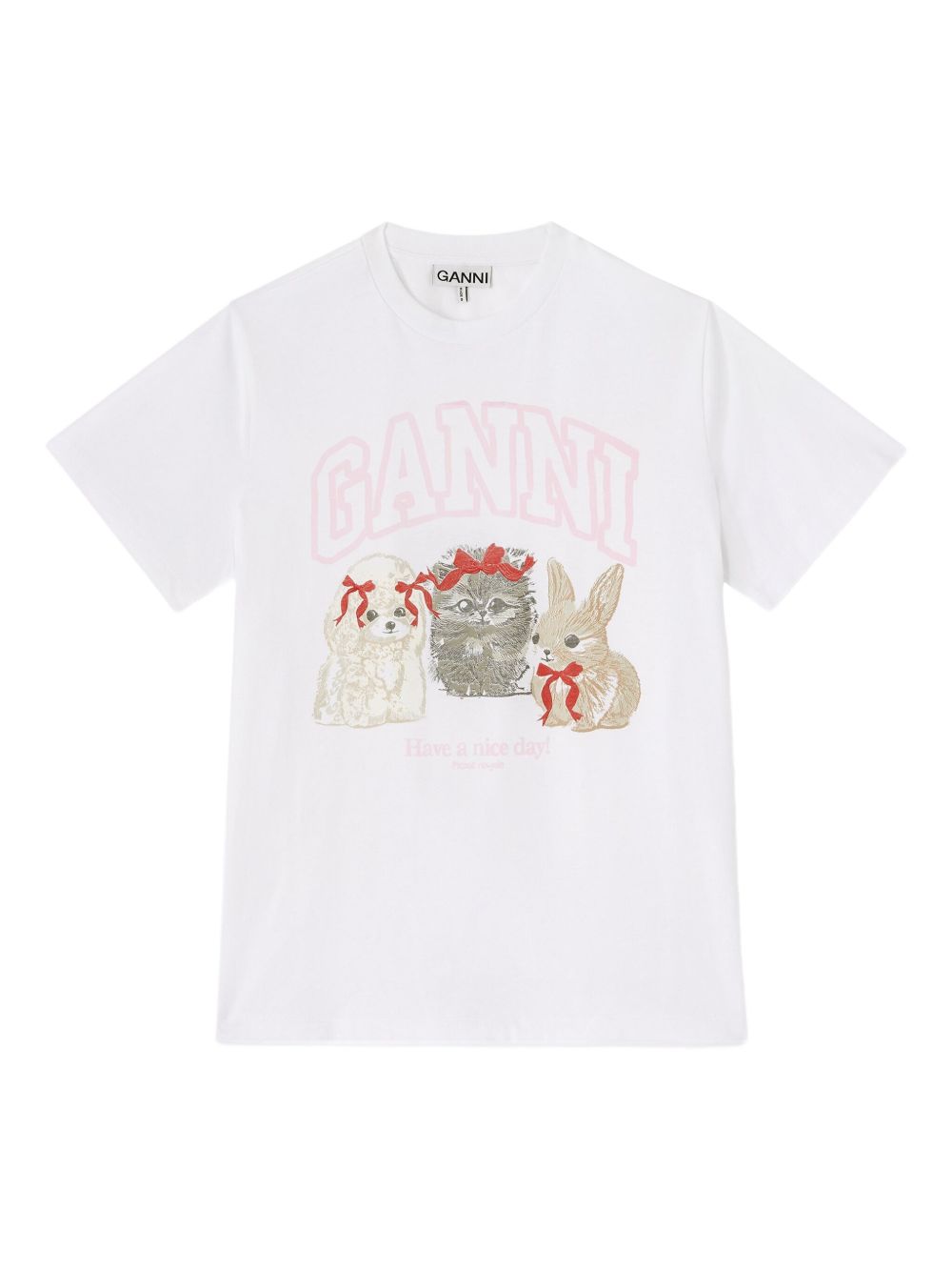 Ganni Women Cute Animals Organic Cotton T-Shirt GANNI