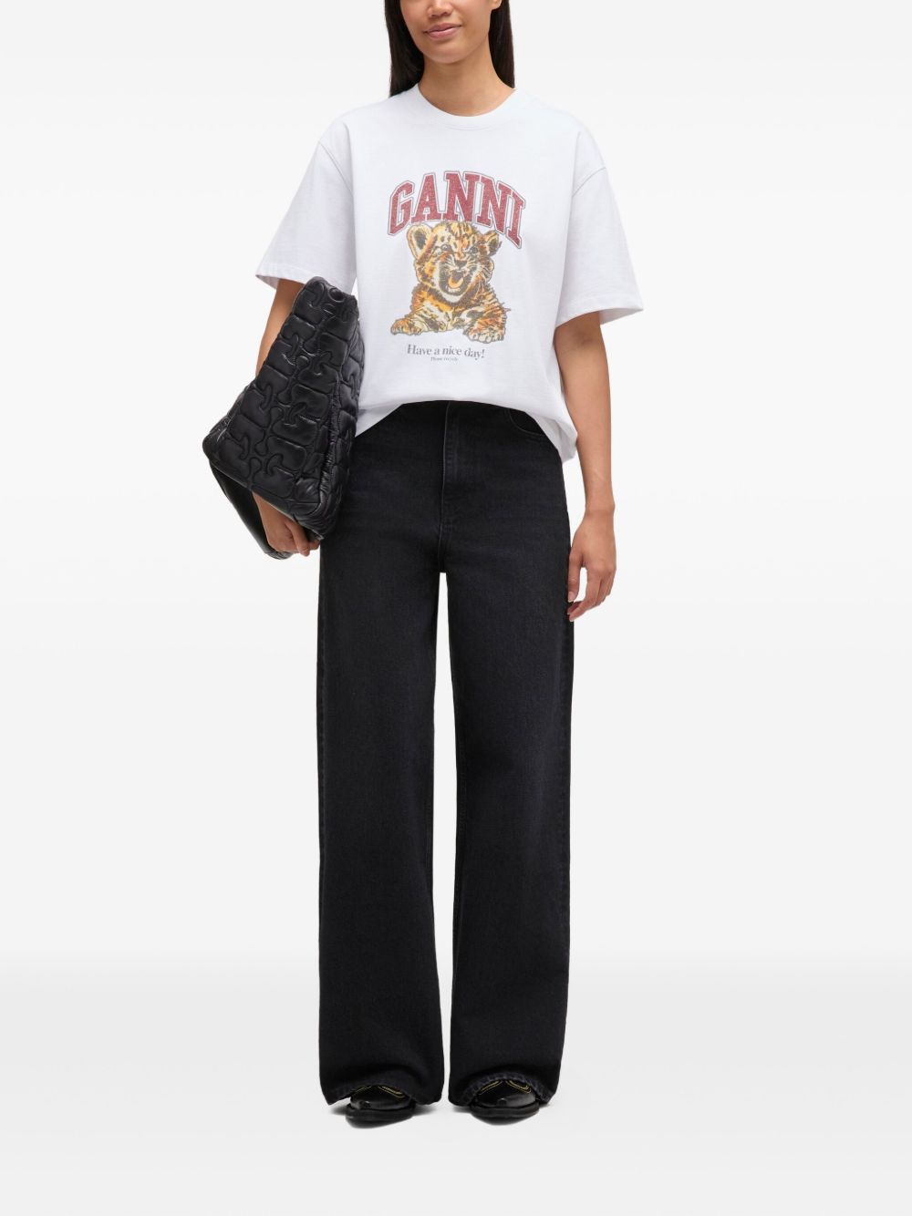 Ganni Women Baby Tiger Organic Cotton T-Shirt GANNI