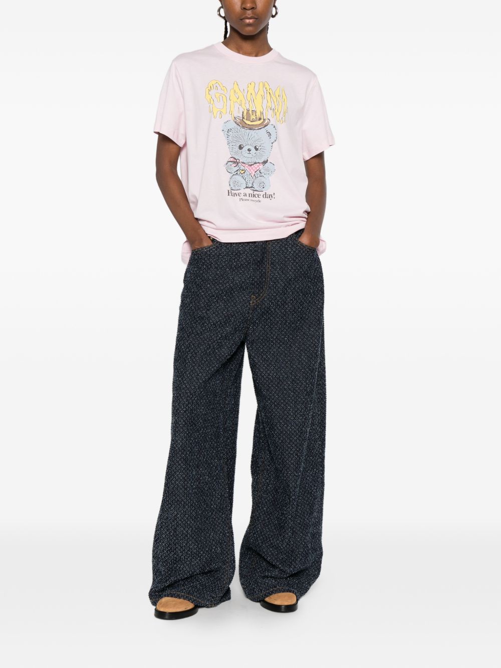 Ganni Women Cowboy Bear Organic Cotton T-Shirt GANNI