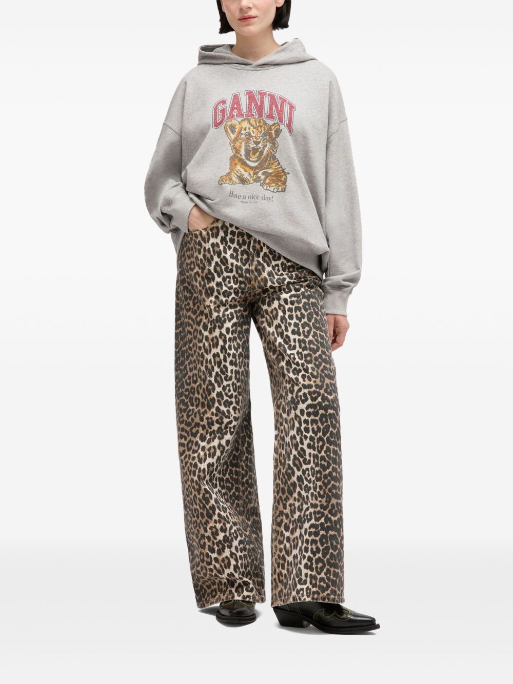 Ganni Women Margot Kitty Organic Cotton Hoodie GANNI