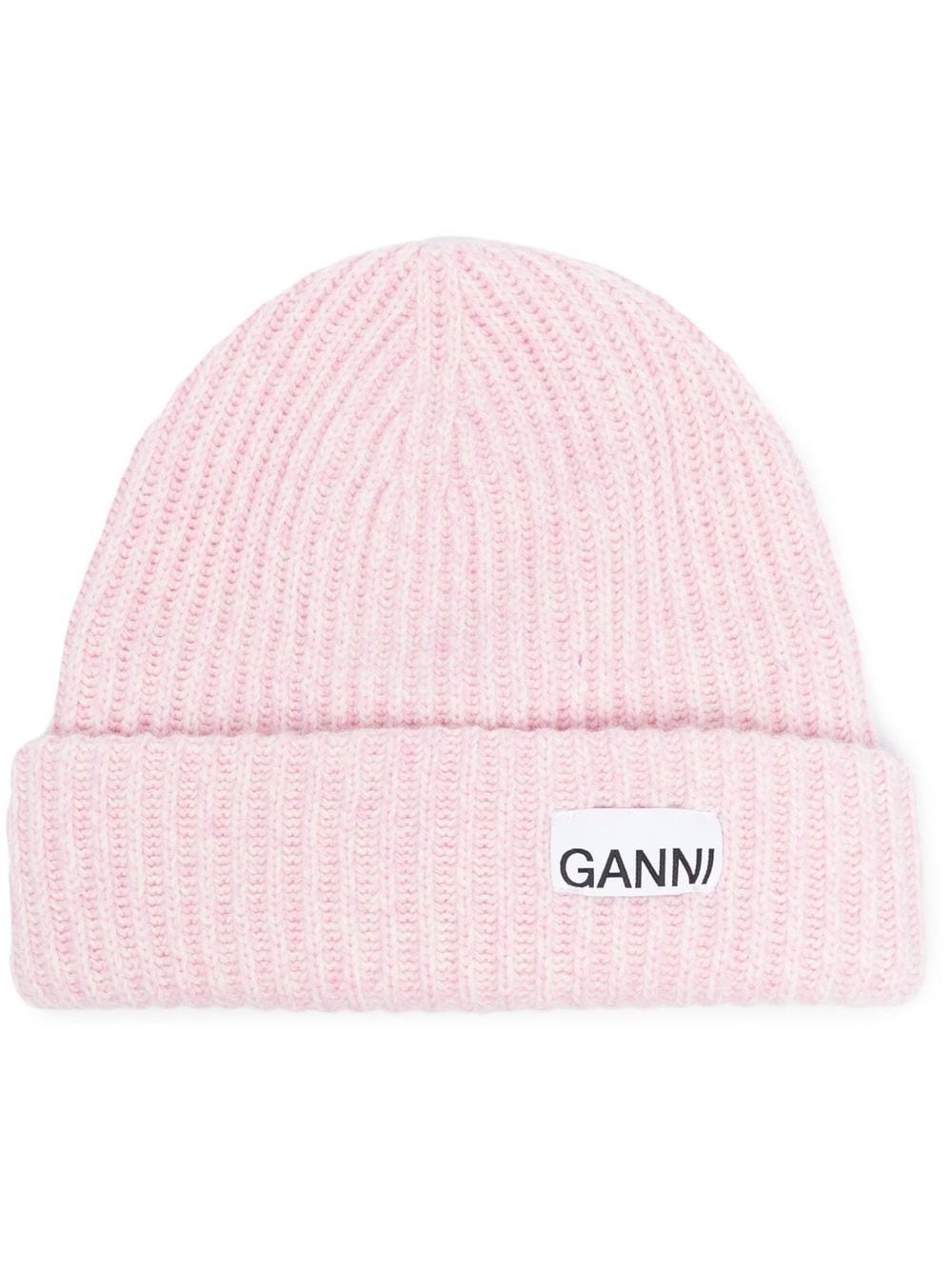 Ganni Women Logo Wool Beanie GANNI