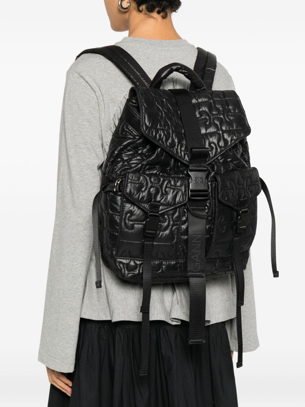 Ganni Women Quilted Nylon Backpack GANNI