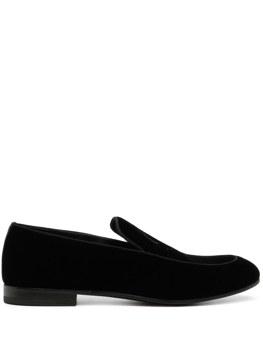 Giorgio Armani Men Embroidered Logo Velvet Loafers GIORGIO ARMANI