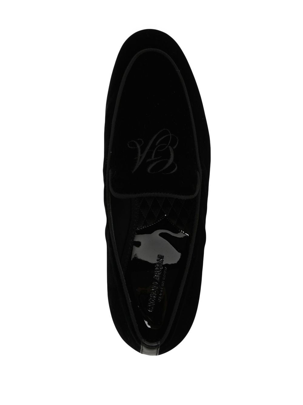 Giorgio Armani Men Embroidered Logo Velvet Loafers GIORGIO ARMANI