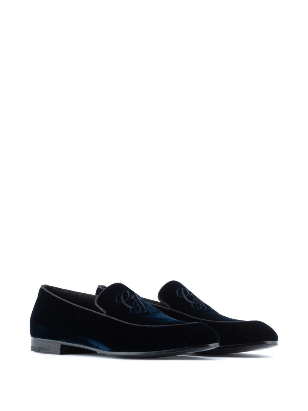 Giorgio Armani Men Embroidered Logo Velvet Loafers GIORGIO ARMANI