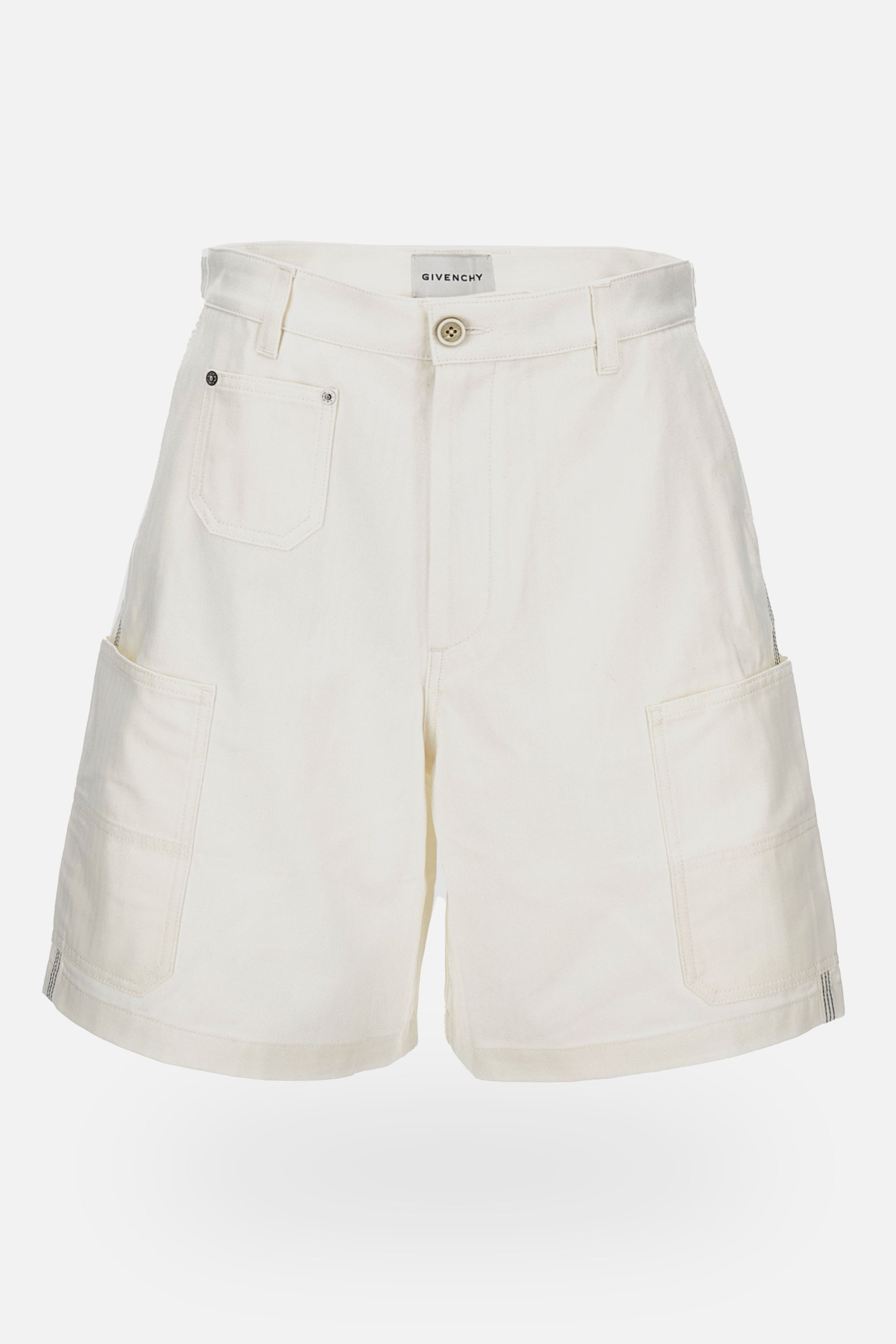 Givenchy Men Denim Shorts With Patch Pockets GIVENCHY