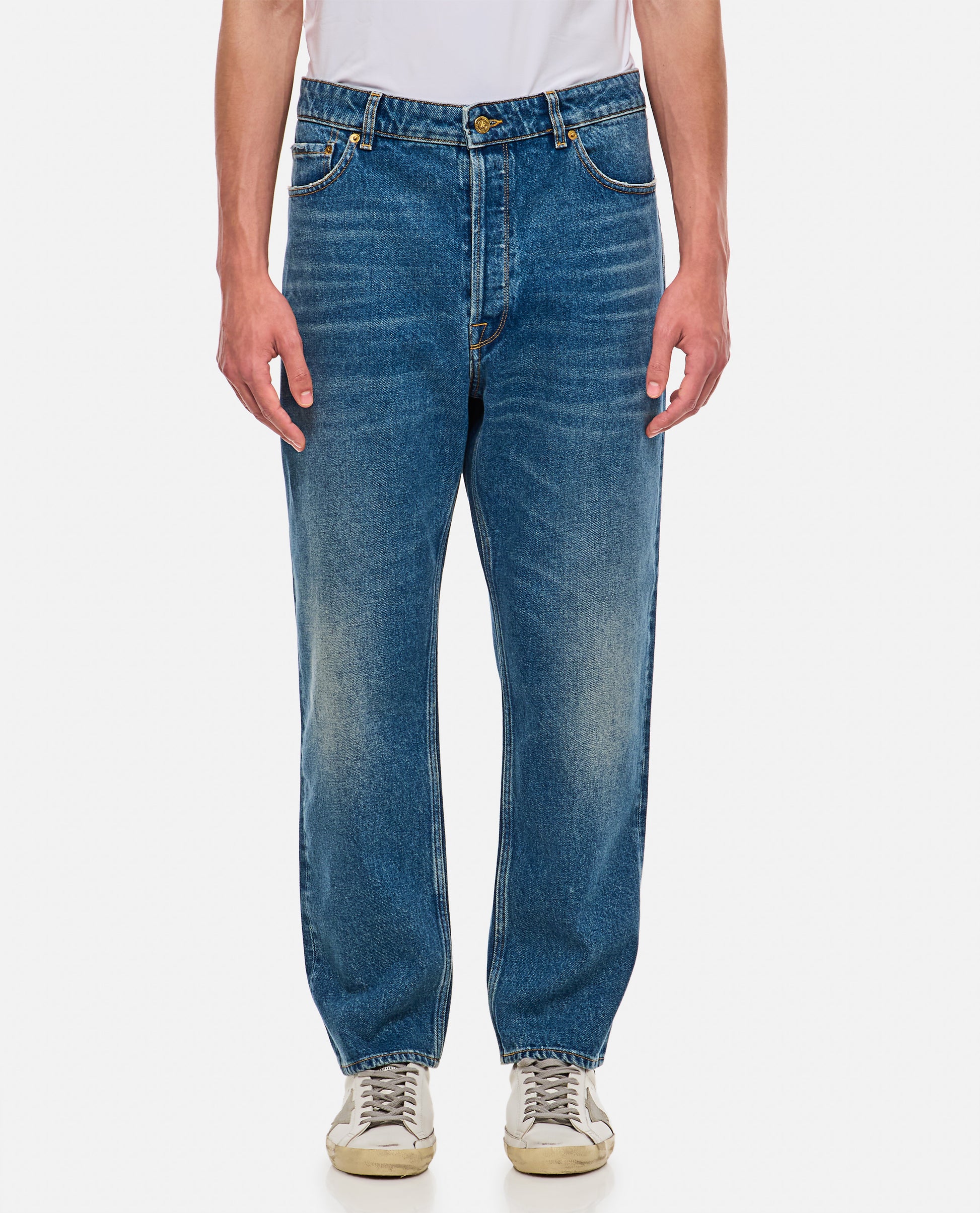 Golden Goose Men Golden M's Happy Medium Stone Washed Denim GOLDEN GOOSE