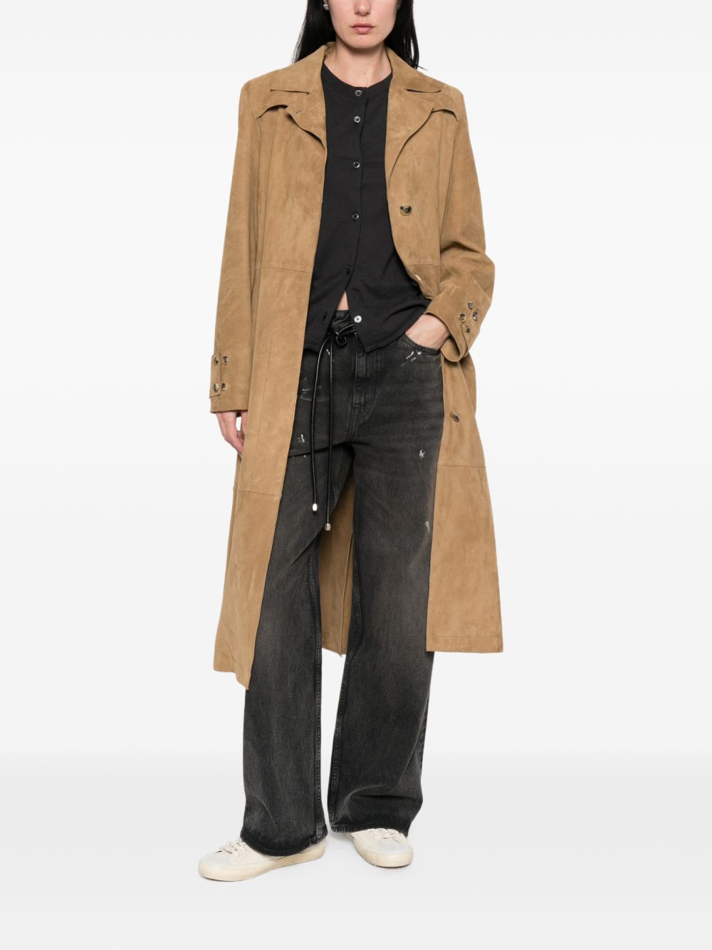Golden Goose Women Suede Leather Trench Coat