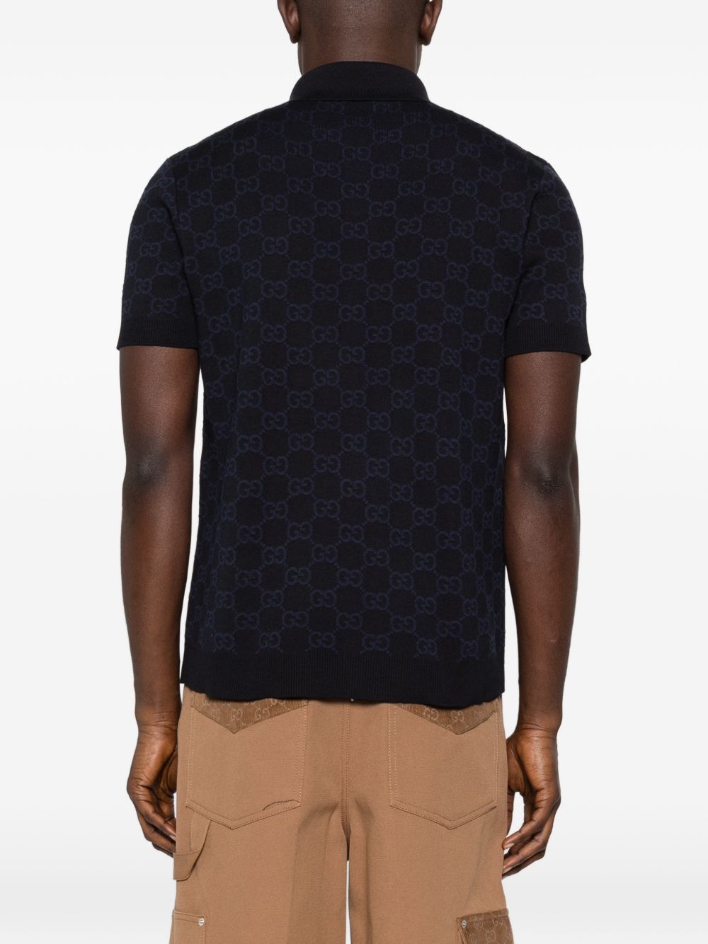 Gucci Men Gg Cotton And Silk Polo Shirt GUCCI