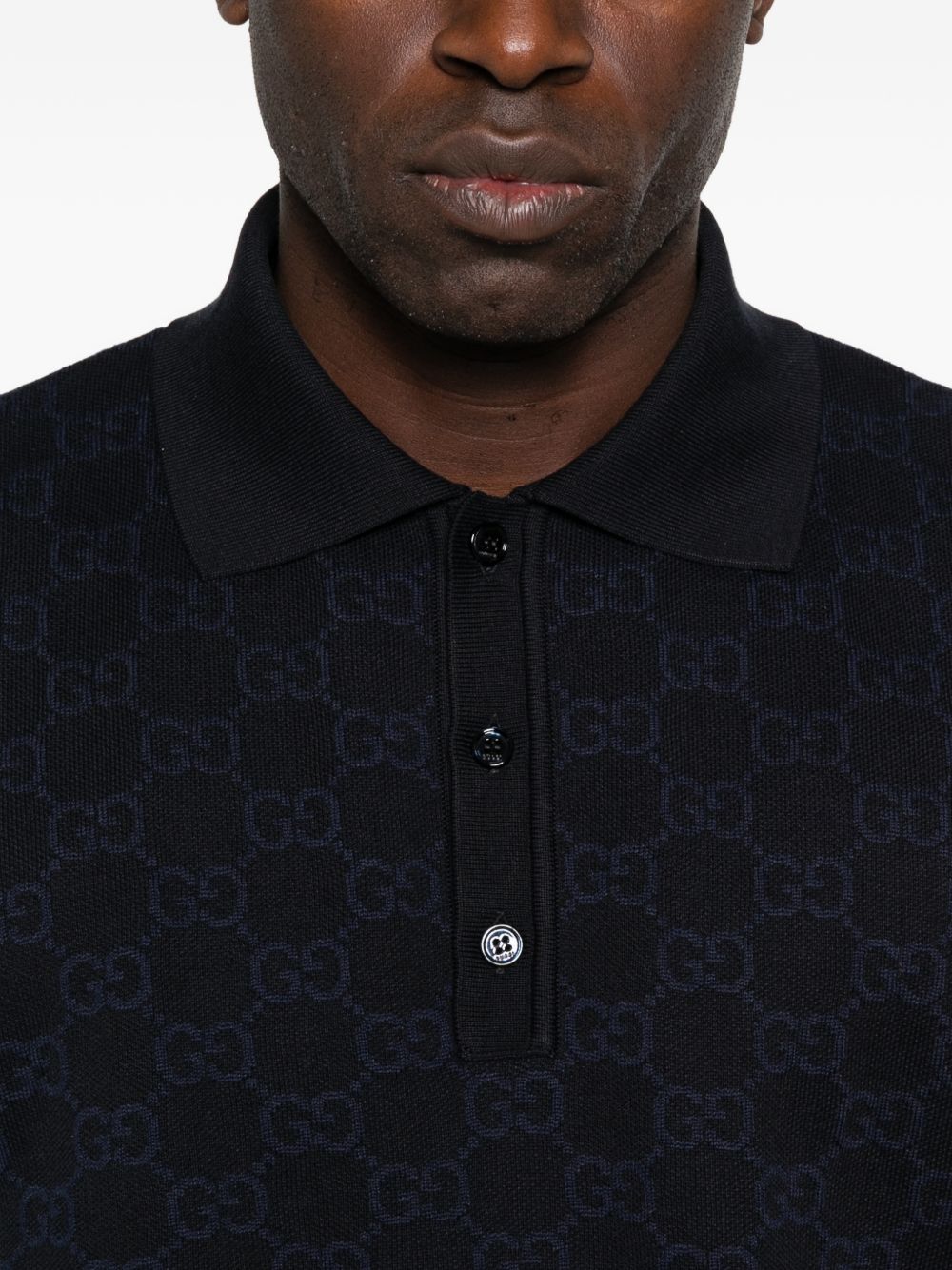 Gucci Men Gg Cotton And Silk Polo Shirt GUCCI
