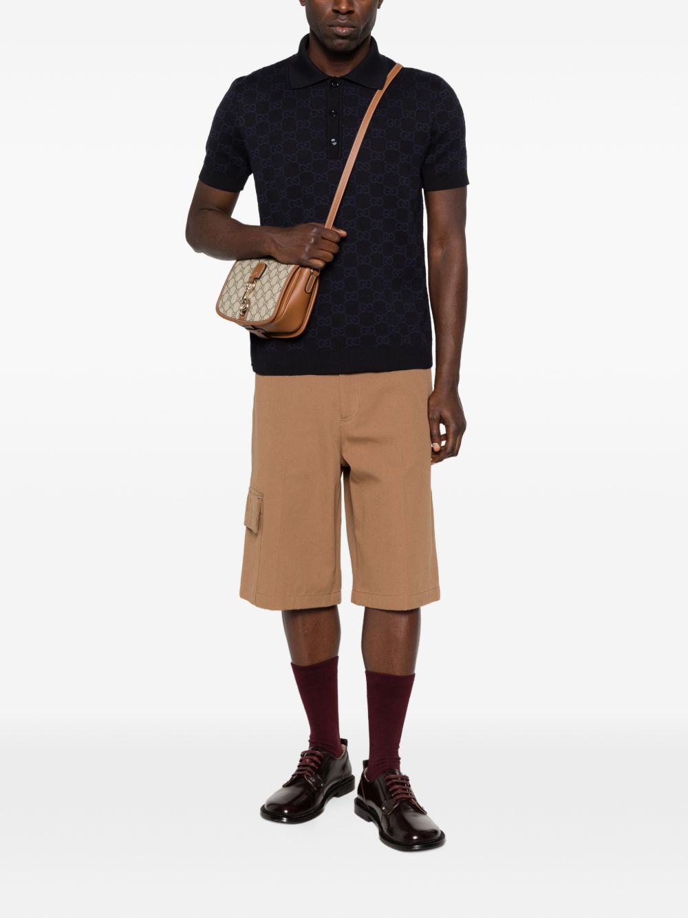 Gucci Men Gg Cotton And Silk Polo Shirt GUCCI