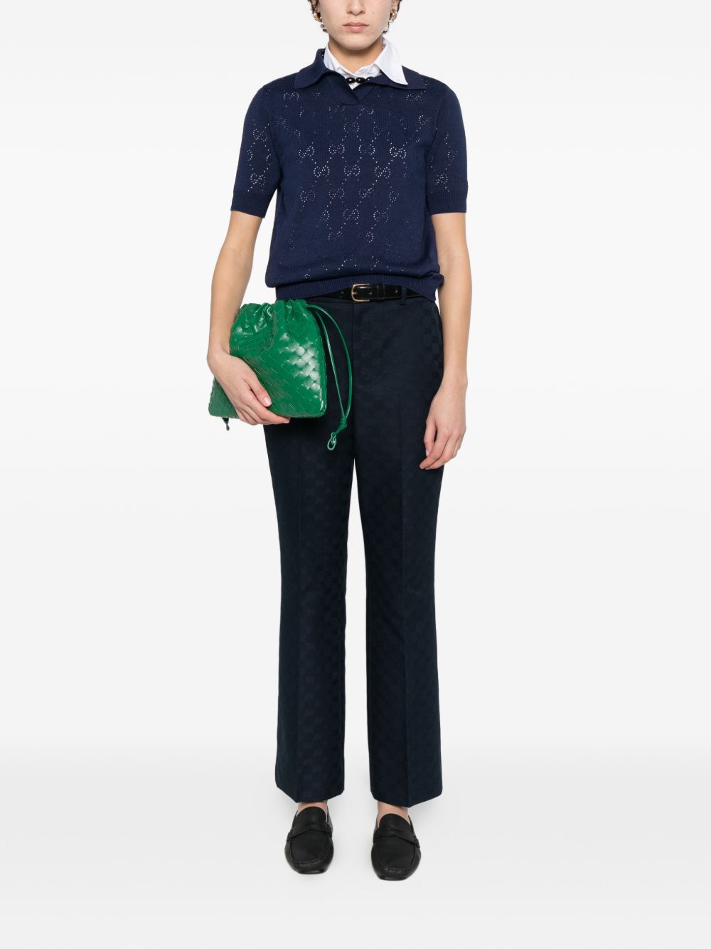 Gucci Women Gg Cotton And Silk Polo Shirt GUCCI