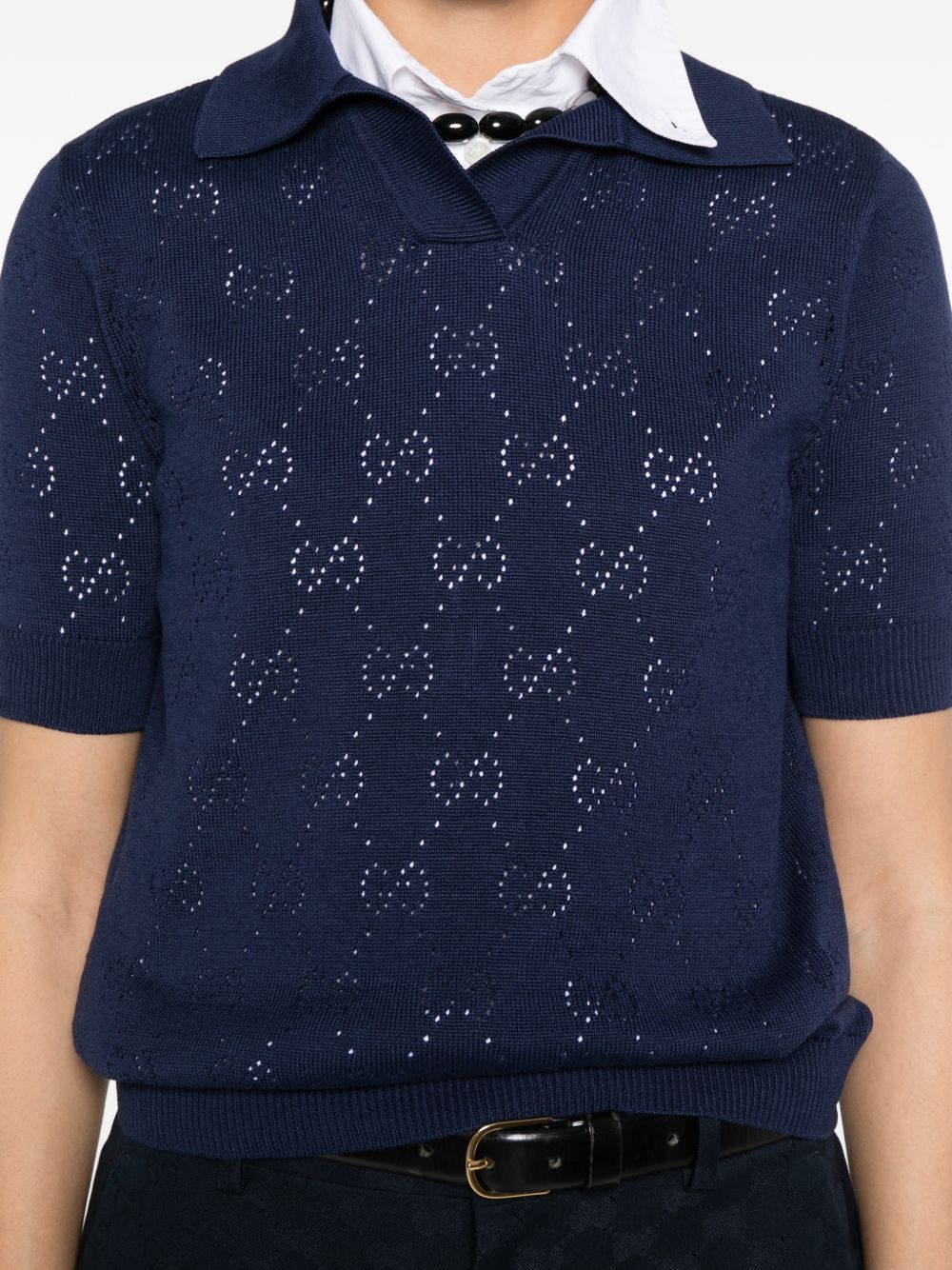 Gucci Women Gg Cotton And Silk Polo Shirt GUCCI