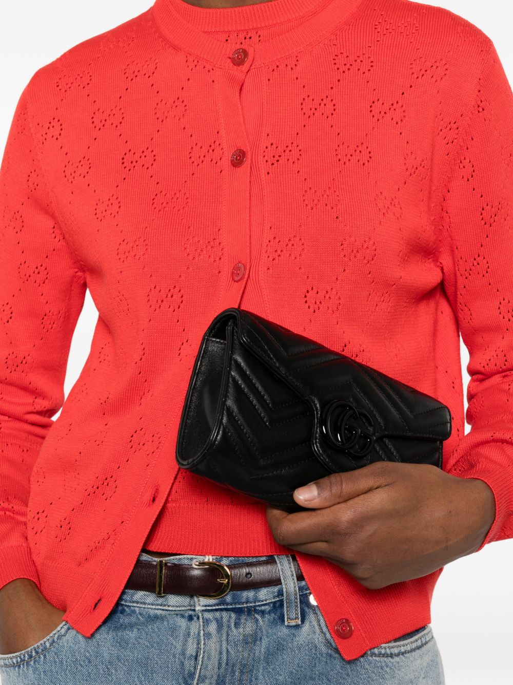 Gucci Women Gg Marmont Leather Wallet On Chain GUCCI