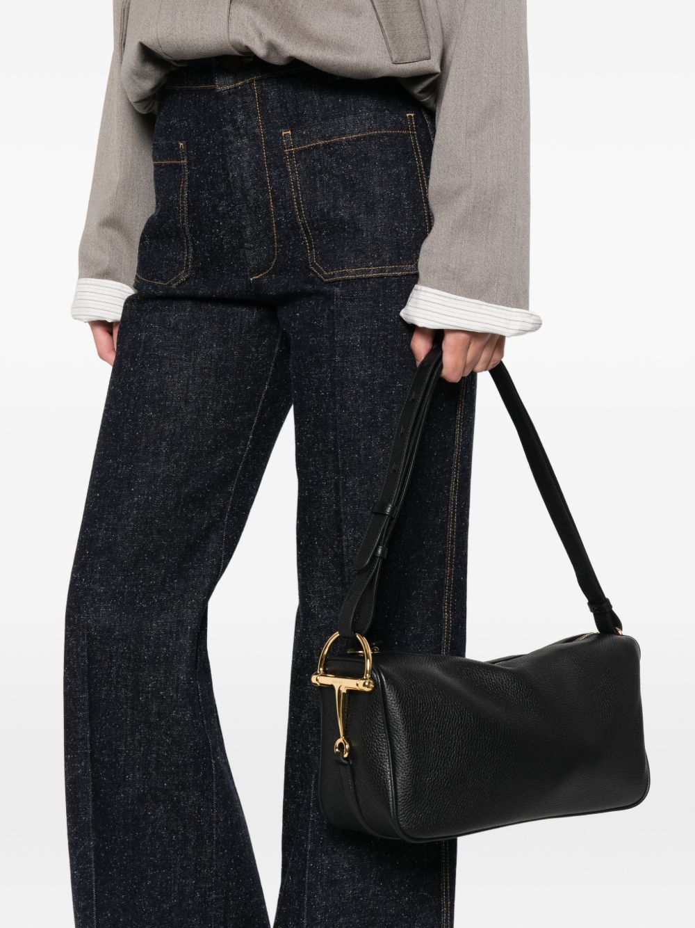 Gucci Women Half Horsebit Medium Leather Shoulder Bag GUCCI