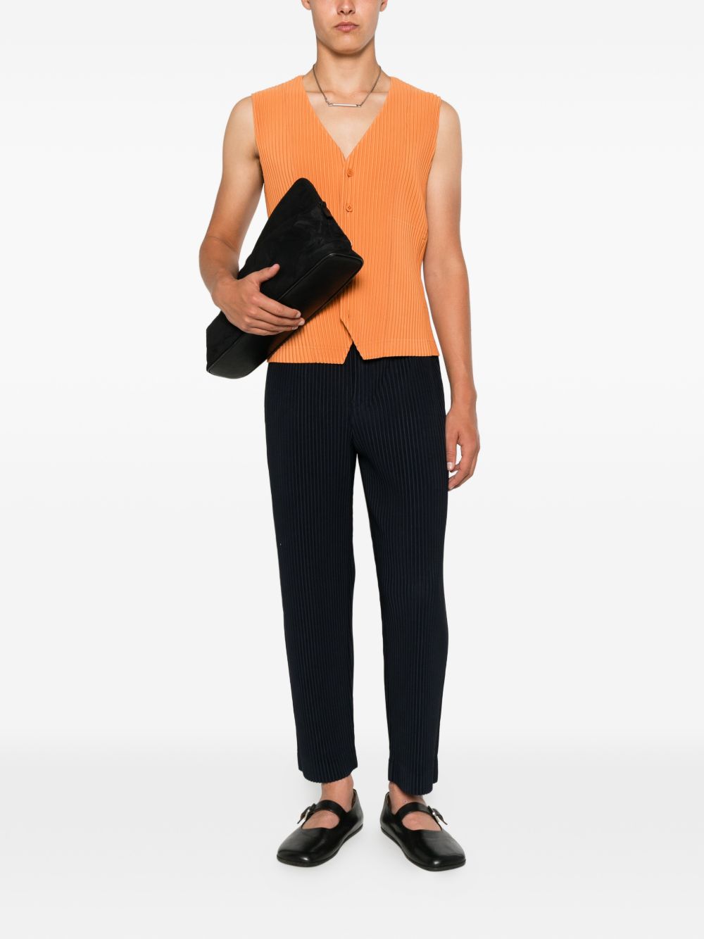Homme Plisse' Issey Miyake Men Pleated V-Necked Vest HOMME PLISSE ISSEY MIYAKE