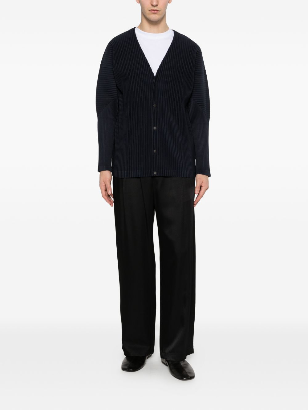 Homme Plisse' Issey Miyake Men Pleated V-Necked Cardigan HOMME PLISSE ISSEY MIYAKE