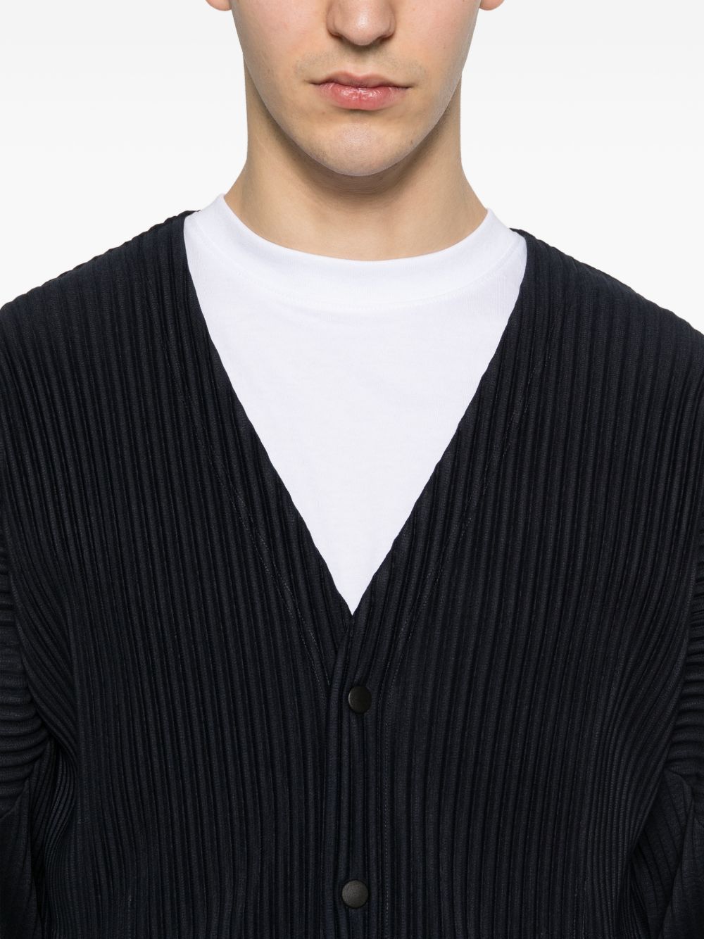 Homme Plisse' Issey Miyake Men Pleated V-Necked Cardigan HOMME PLISSE ISSEY MIYAKE