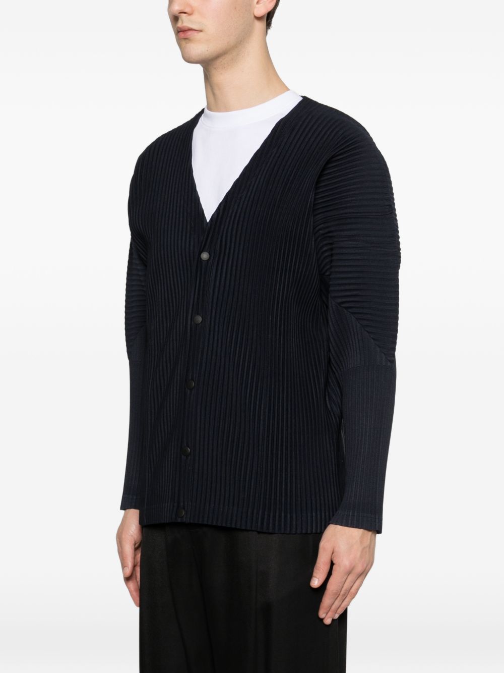 Homme Plisse' Issey Miyake Men Pleated V-Necked Cardigan HOMME PLISSE ISSEY MIYAKE