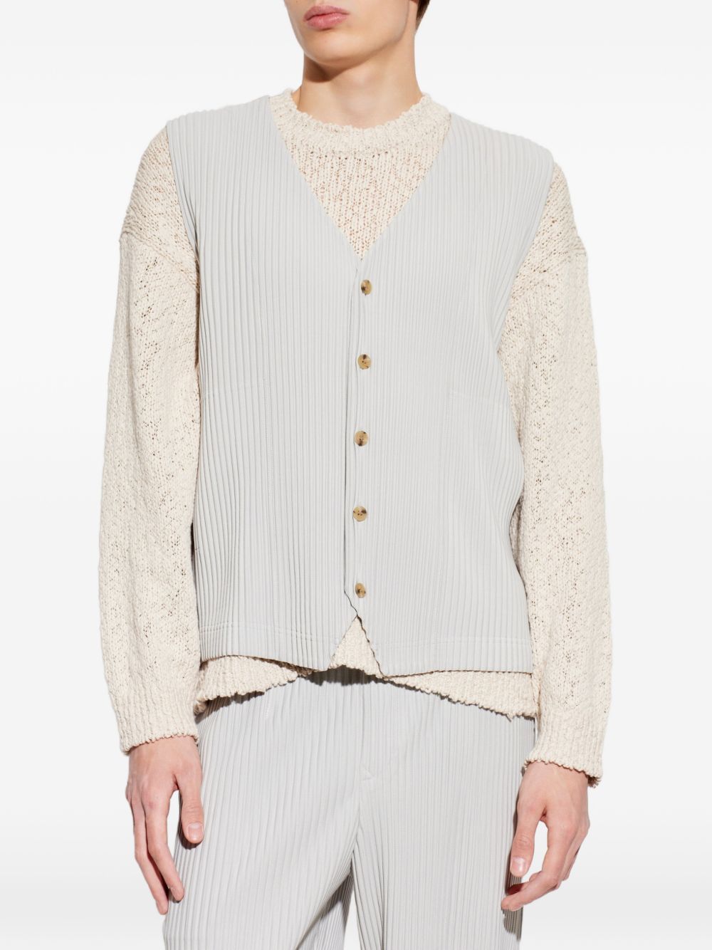 Homme Plisse' Issey Miyake Men Pleated V-Necked Vest HOMME PLISSE ISSEY MIYAKE