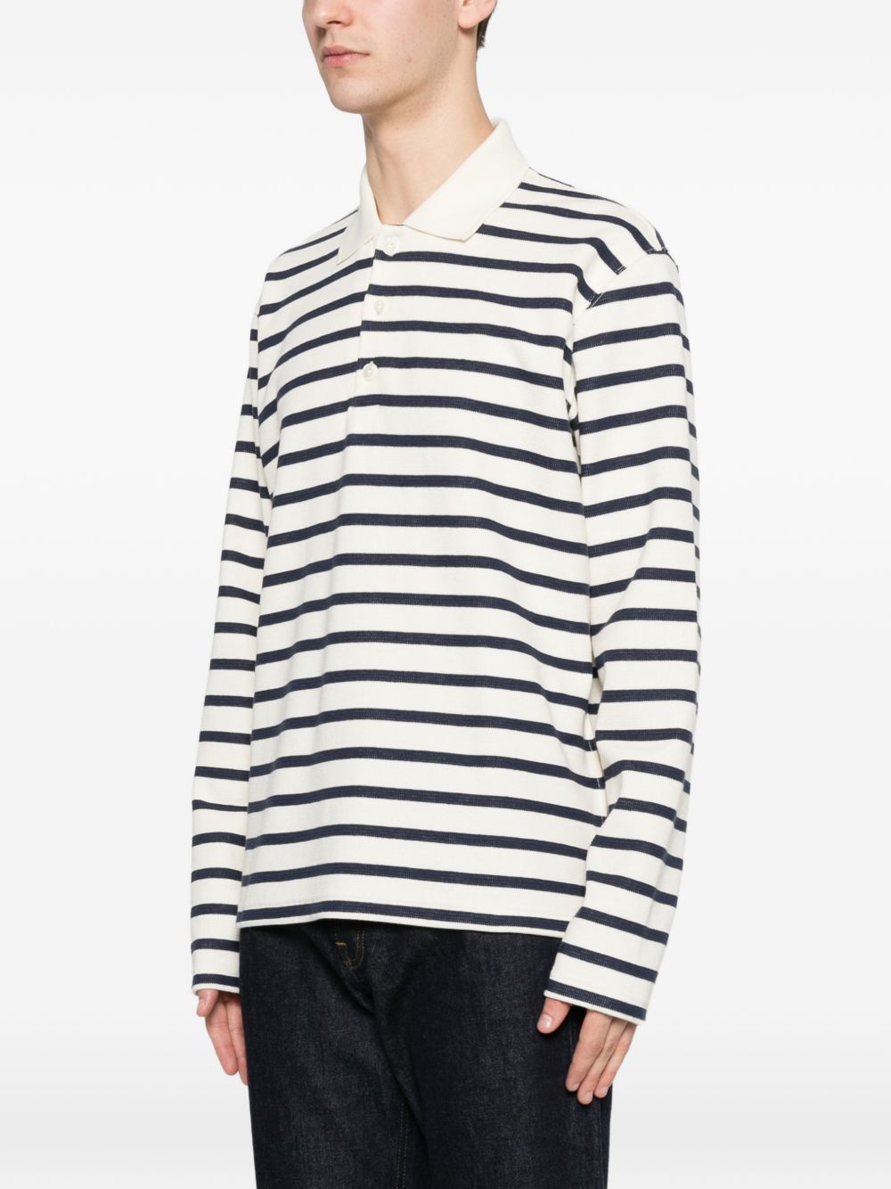 Junya Watanabe Men Striped Cotton Polo Shirt