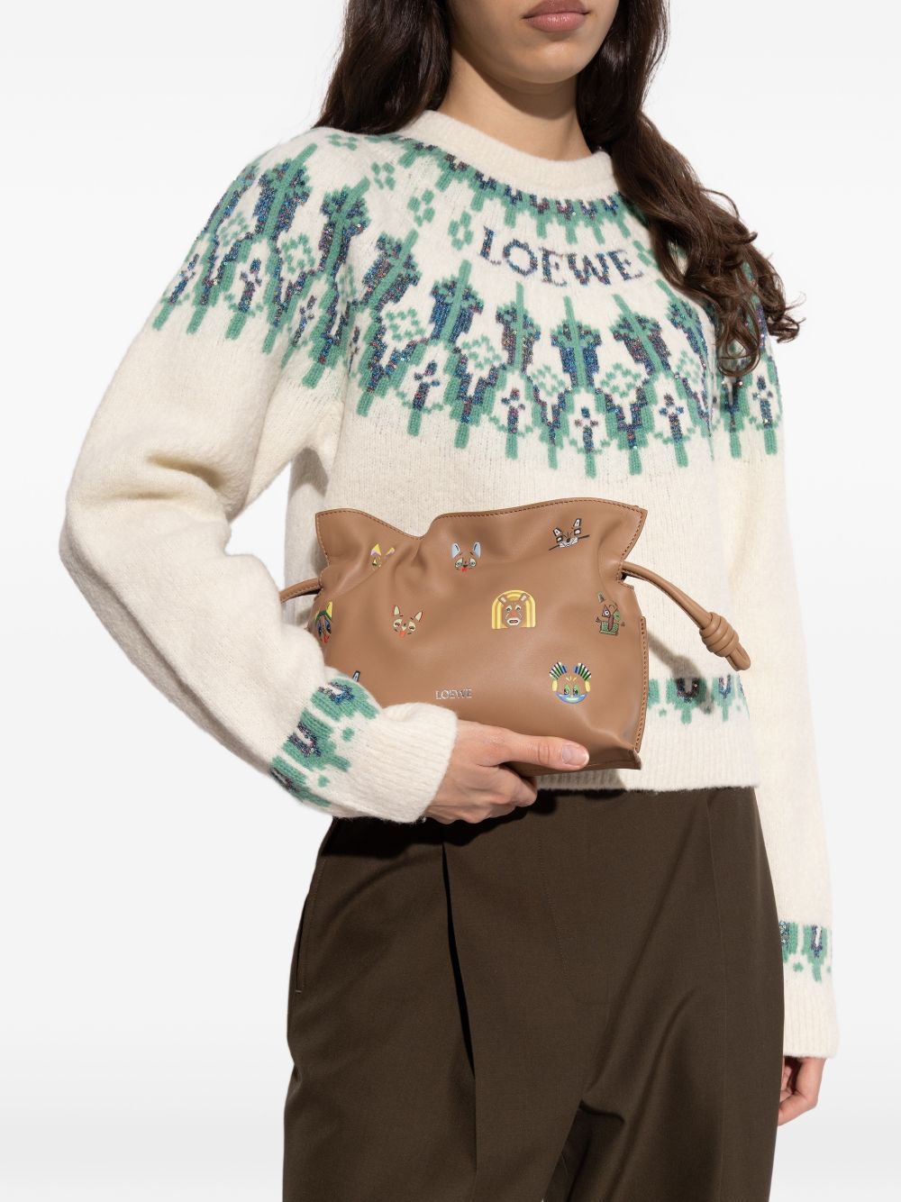 Loewe Women Flmaneco Leather Mini Clutch LOEWE