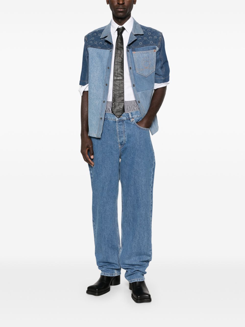 Marine Serre Men Straight Leg Denim Jeans MARINE SERRE