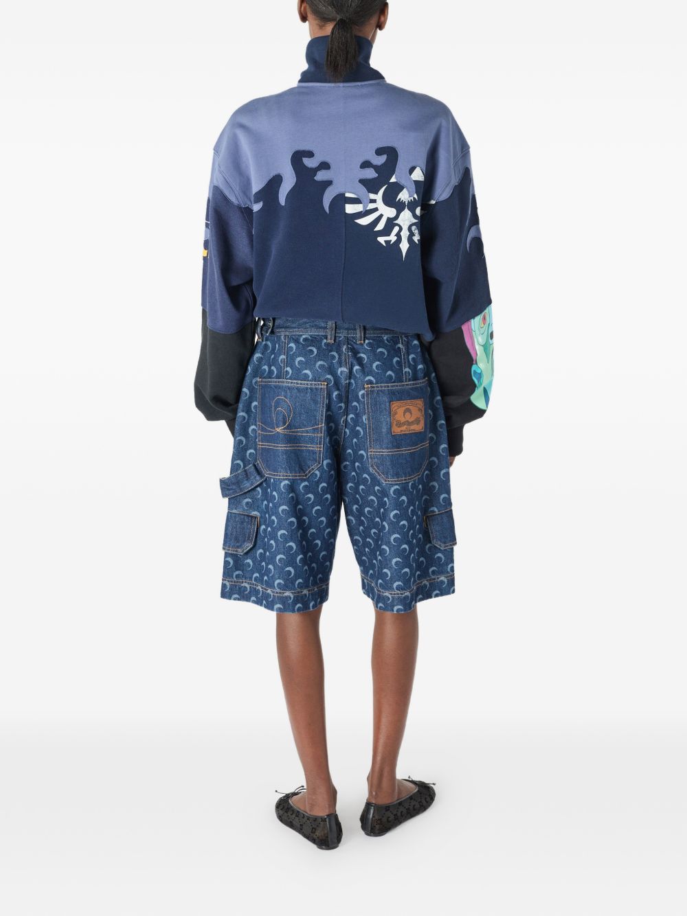 Marine Serre Men Moon Denim Bermuda Shorts MARINE SERRE