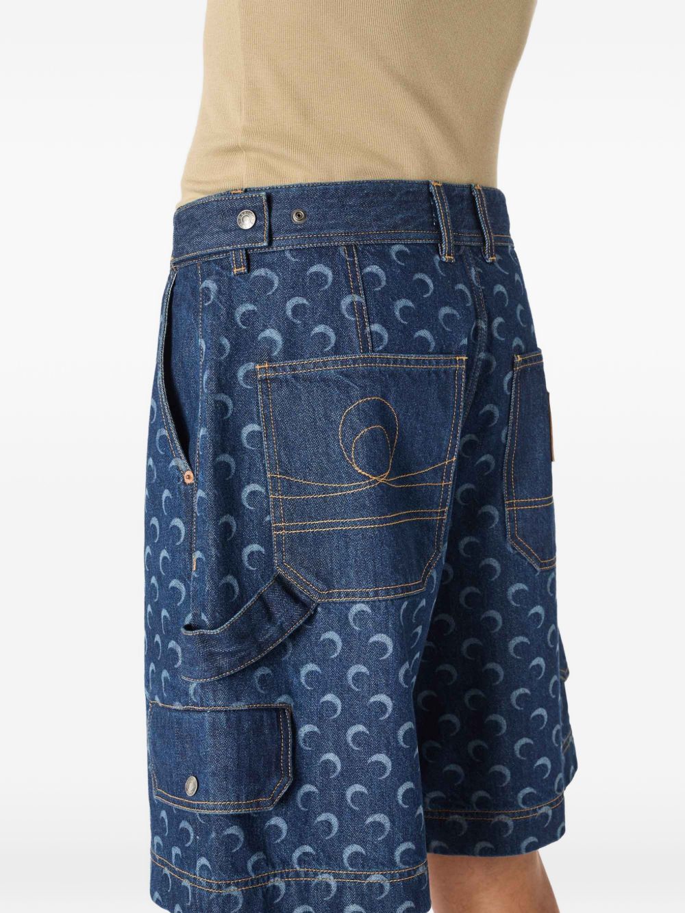 Marine Serre Men Moon Denim Bermuda Shorts MARINE SERRE