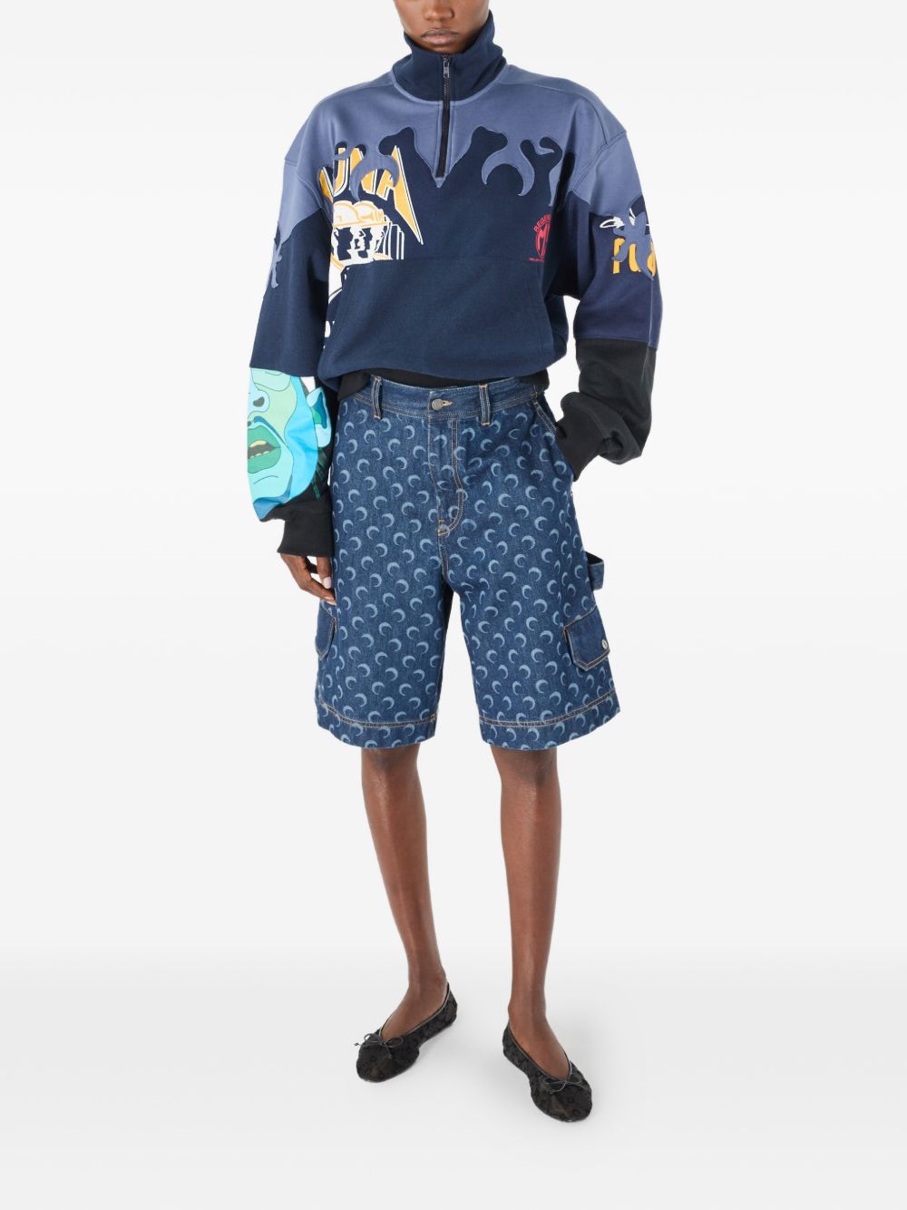 Marine Serre Men Moon Denim Bermuda Shorts MARINE SERRE
