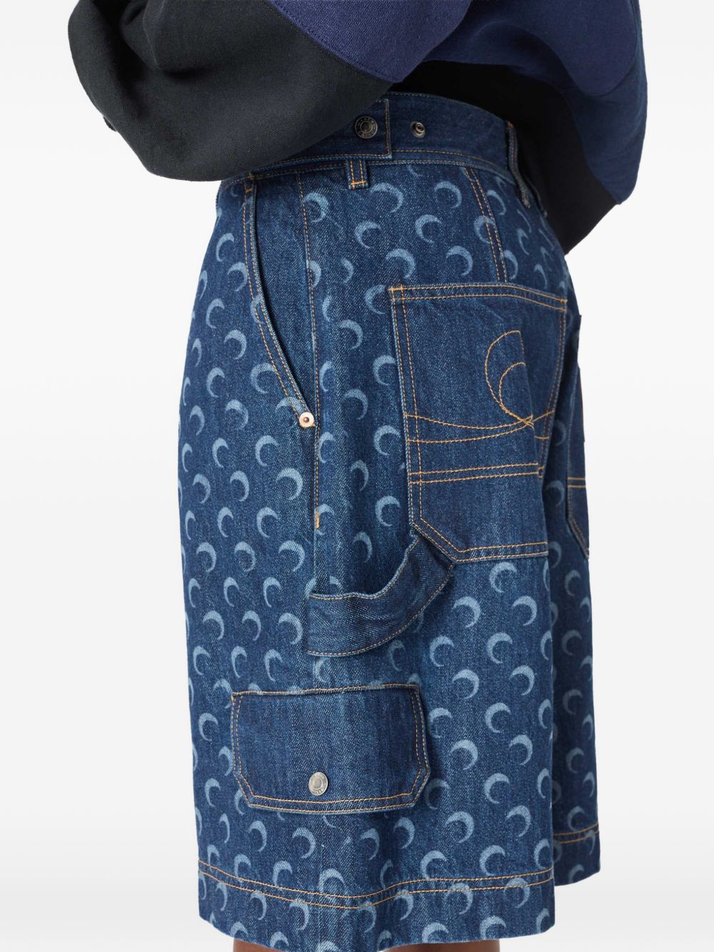 Marine Serre Men Moon Denim Bermuda Shorts MARINE SERRE