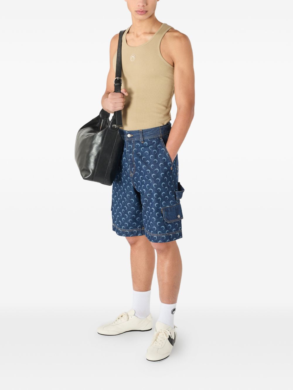Marine Serre Men Moon Denim Bermuda Shorts MARINE SERRE