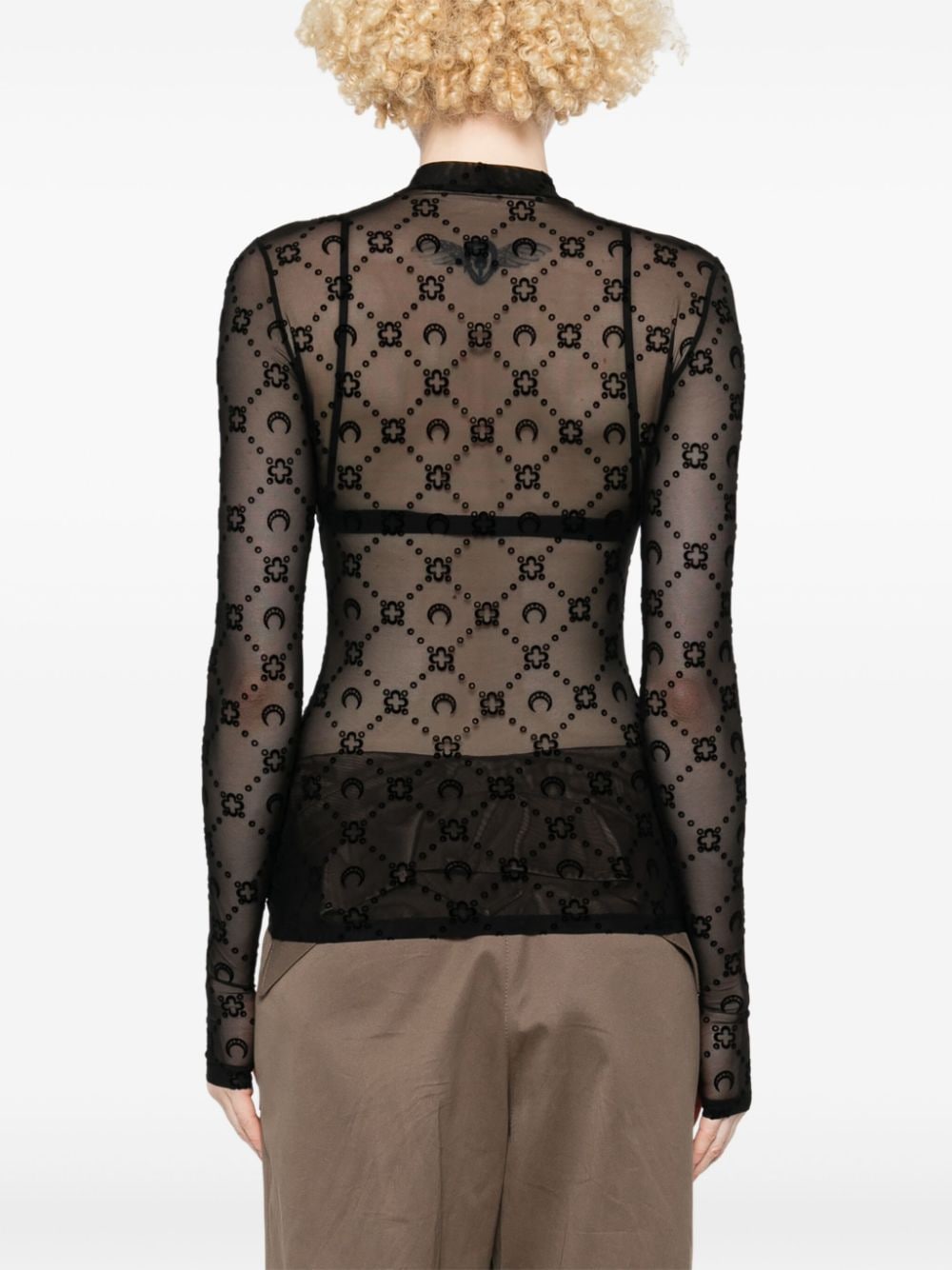 Marine Serre Women Moonogram Mesh Flock Top MARINE SERRE