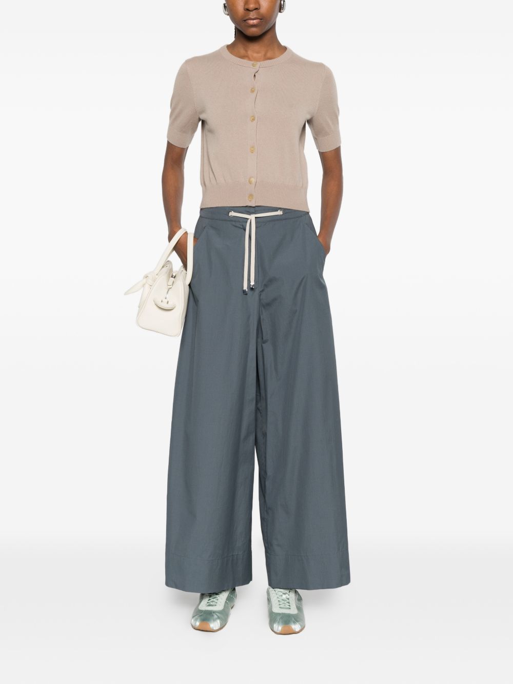 'S Max Mara Women Cotton Wide-Leg Trousers S MAX MARA