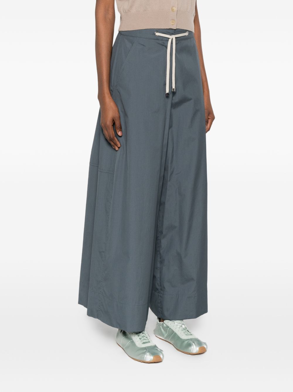 'S Max Mara Women Cotton Wide-Leg Trousers S MAX MARA