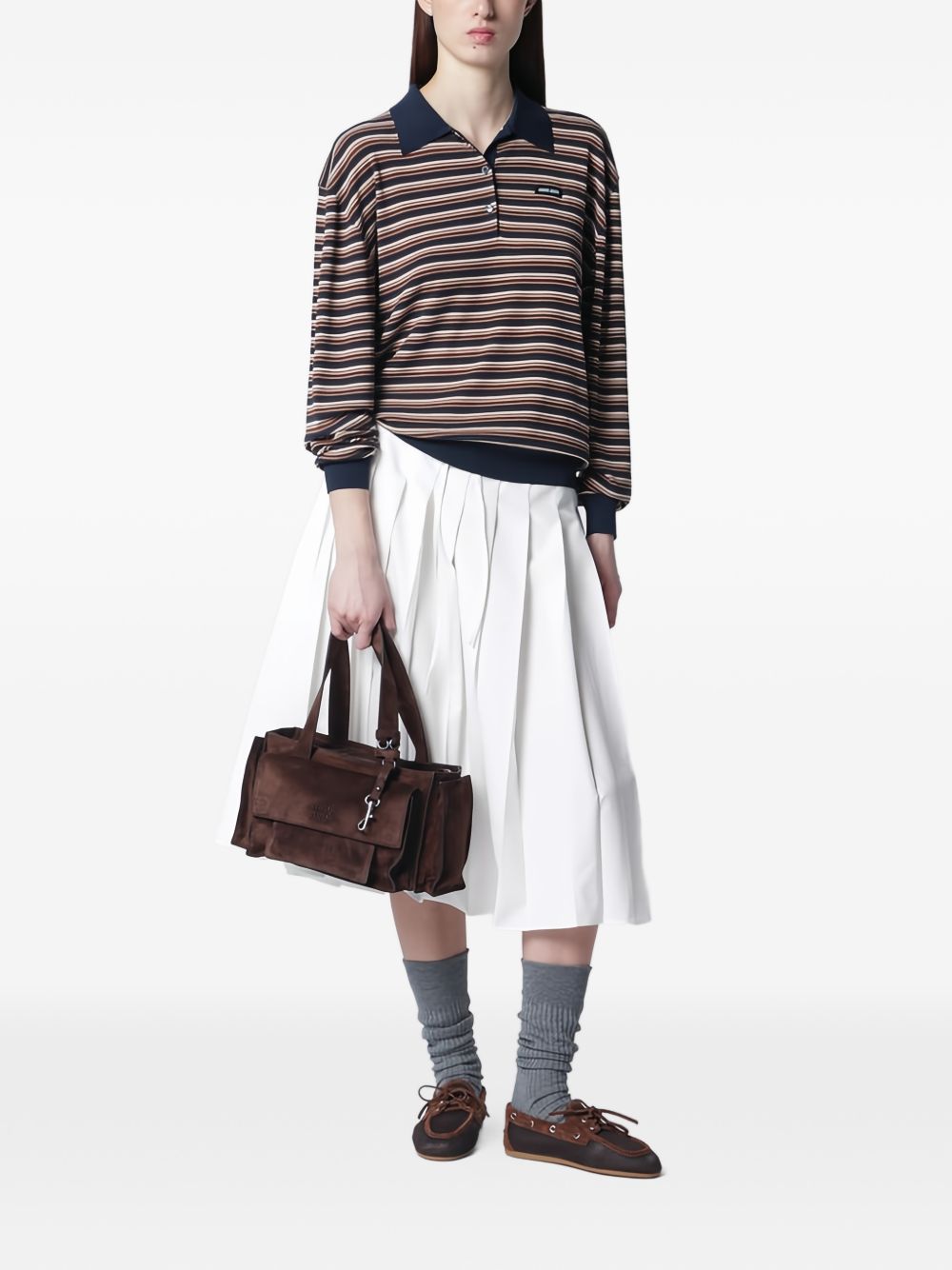 Miu Miu Women Utilitaire Suede Leather Tote Bag MIU MIU