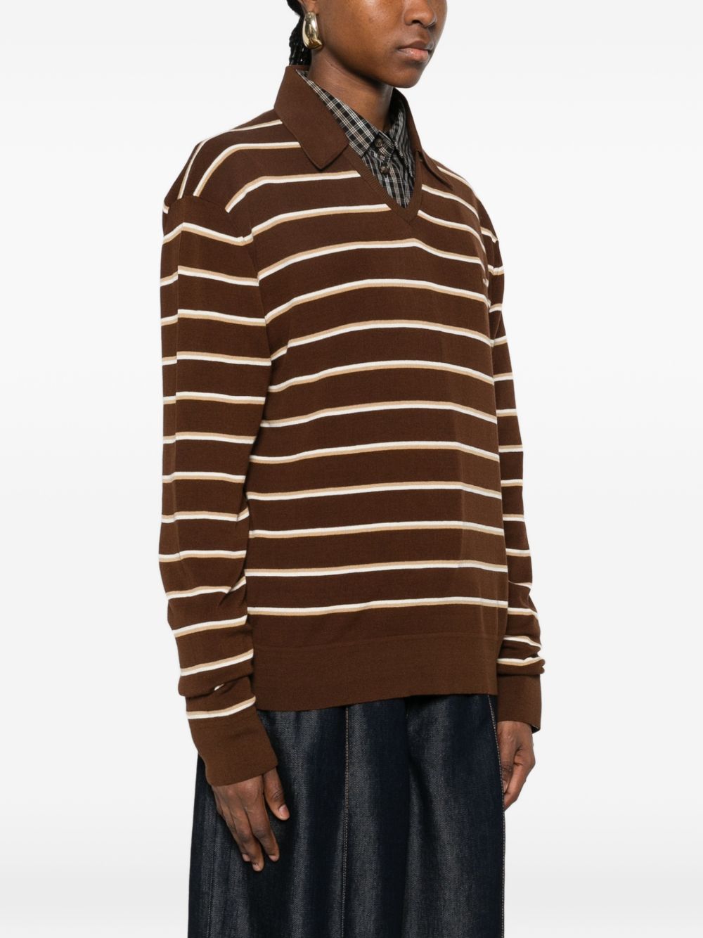 Miu Miu Women Striped Cotton Polo Shirt MIU MIU
