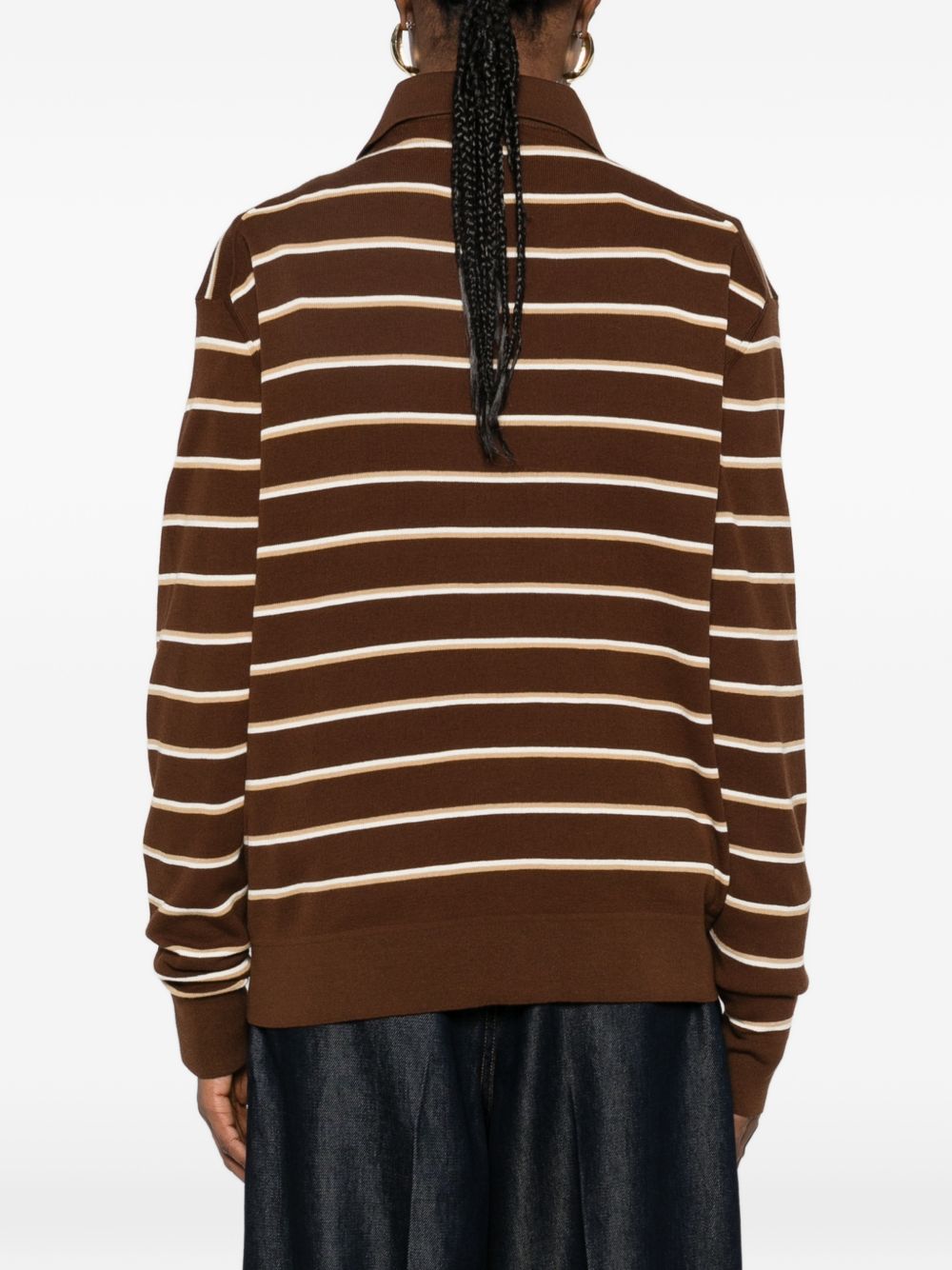 Miu Miu Women Striped Cotton Polo Shirt MIU MIU