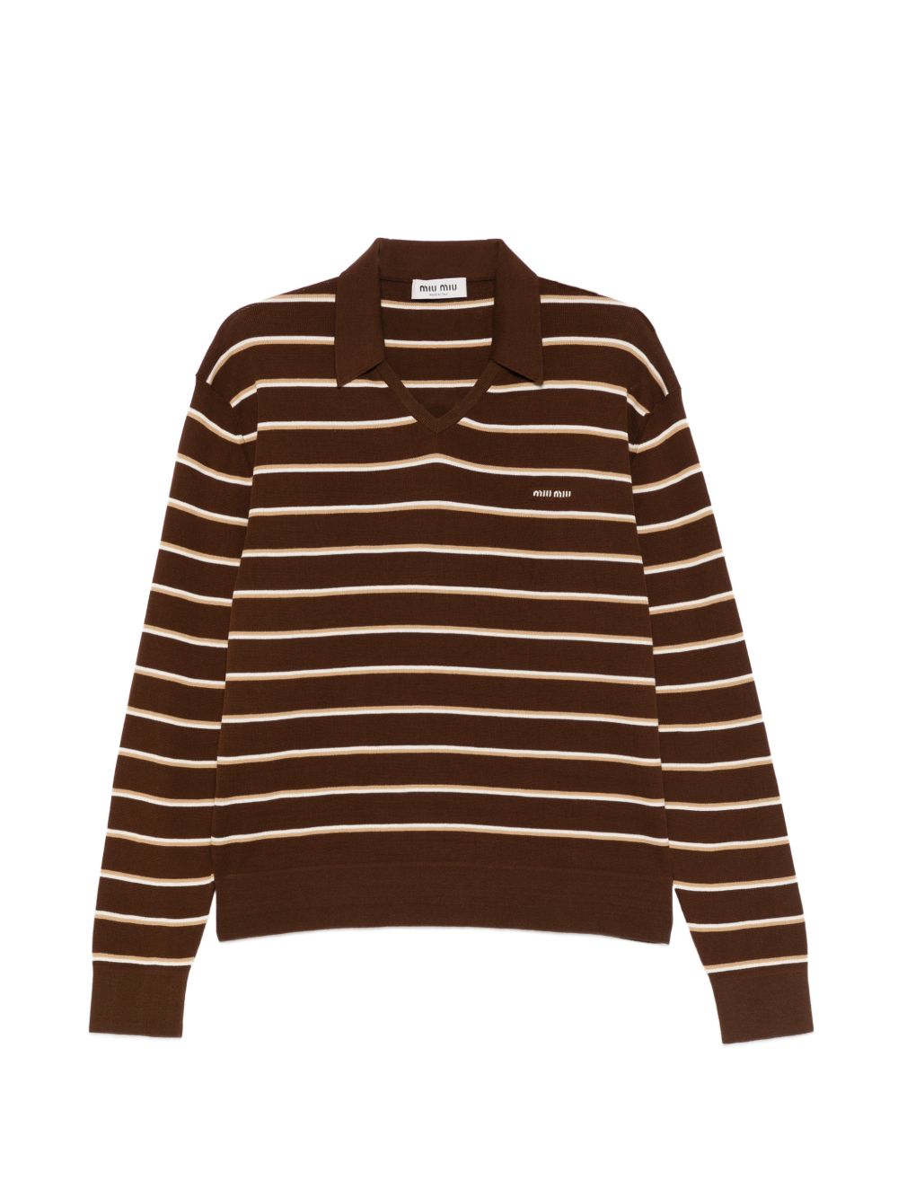 Miu Miu Women Striped Cotton Polo Shirt MIU MIU