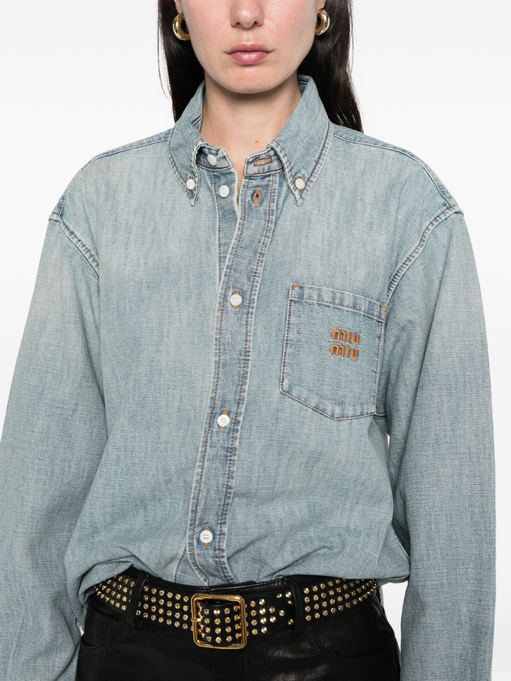 Miu Miu Women Denim Cotton Shirt MIU MIU