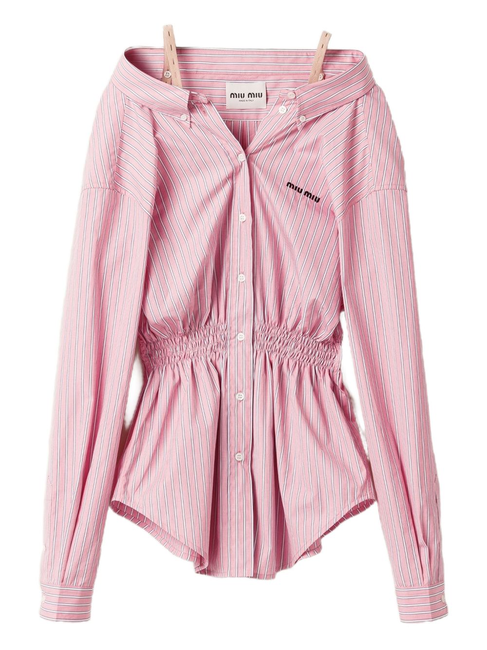 Miu Miu Women Striped Cotton Mini Dress MIU MIU