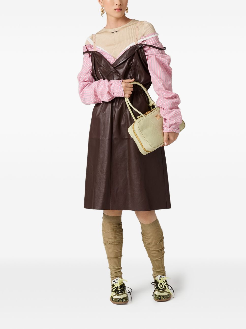 Miu Miu Women Striped Cotton Mini Dress MIU MIU