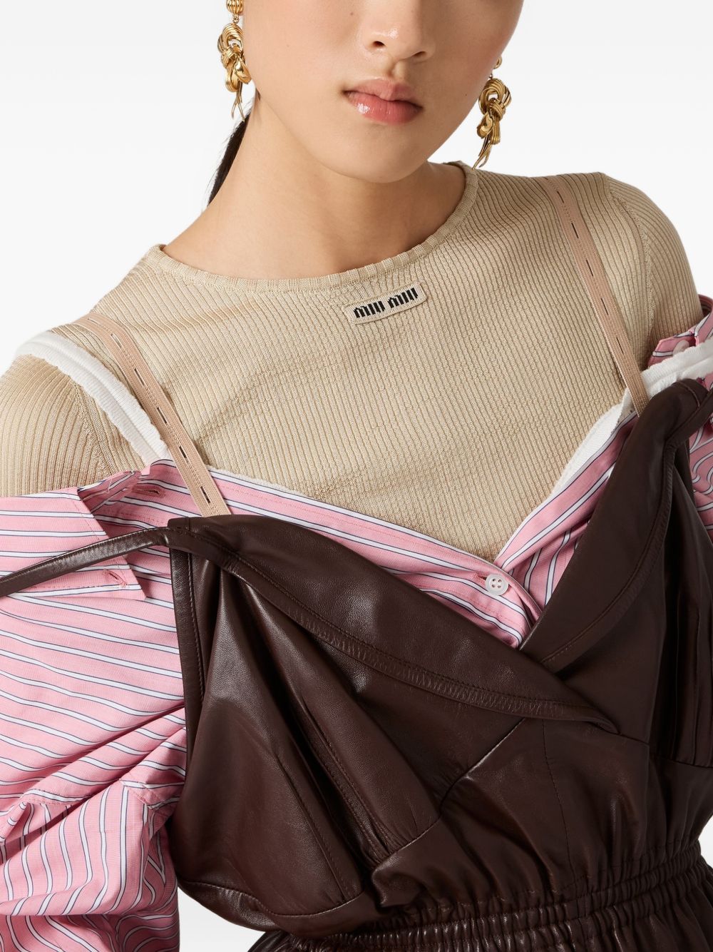 Miu Miu Women Striped Cotton Mini Dress MIU MIU