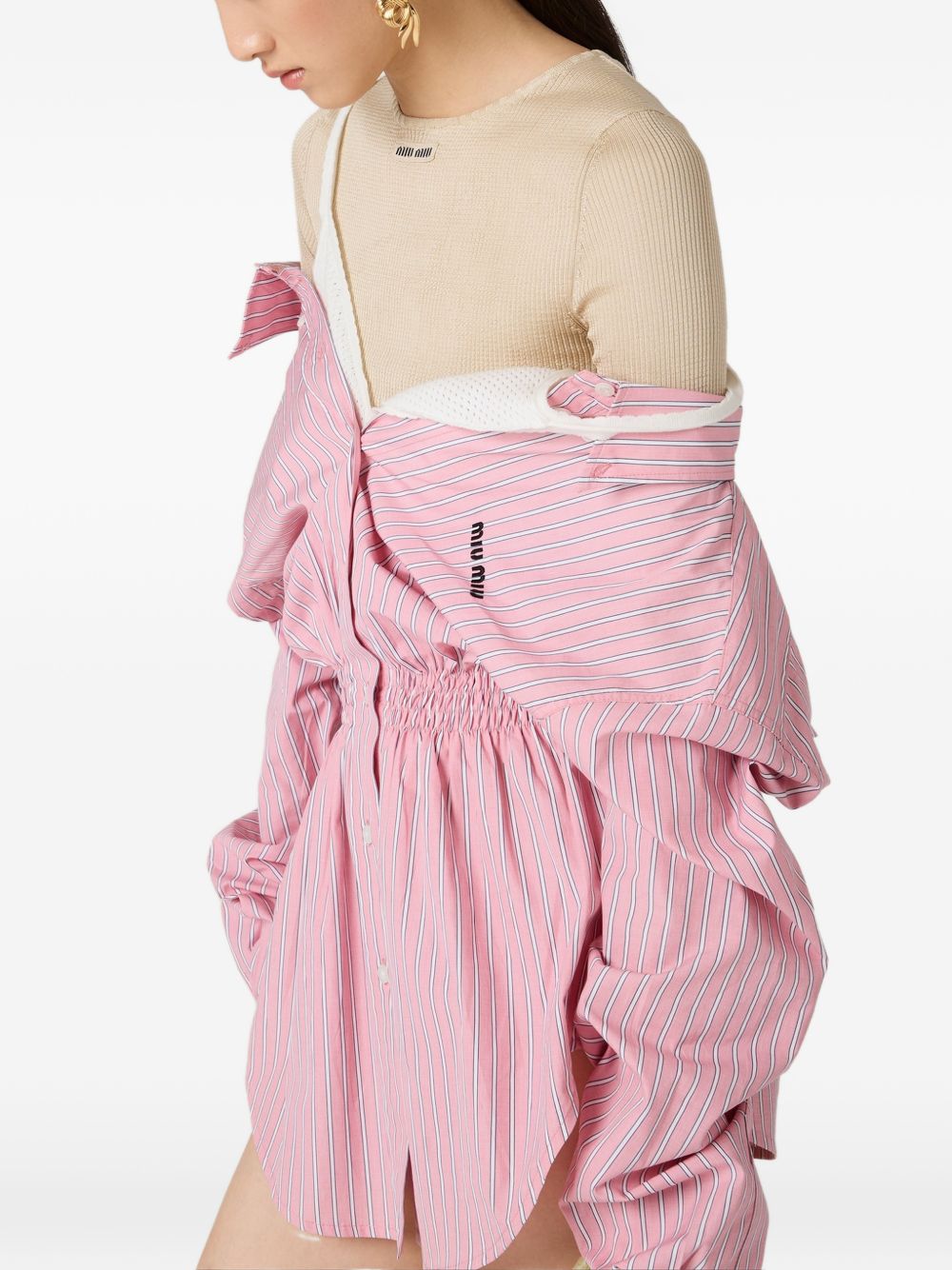 Miu Miu Women Striped Cotton Mini Dress MIU MIU
