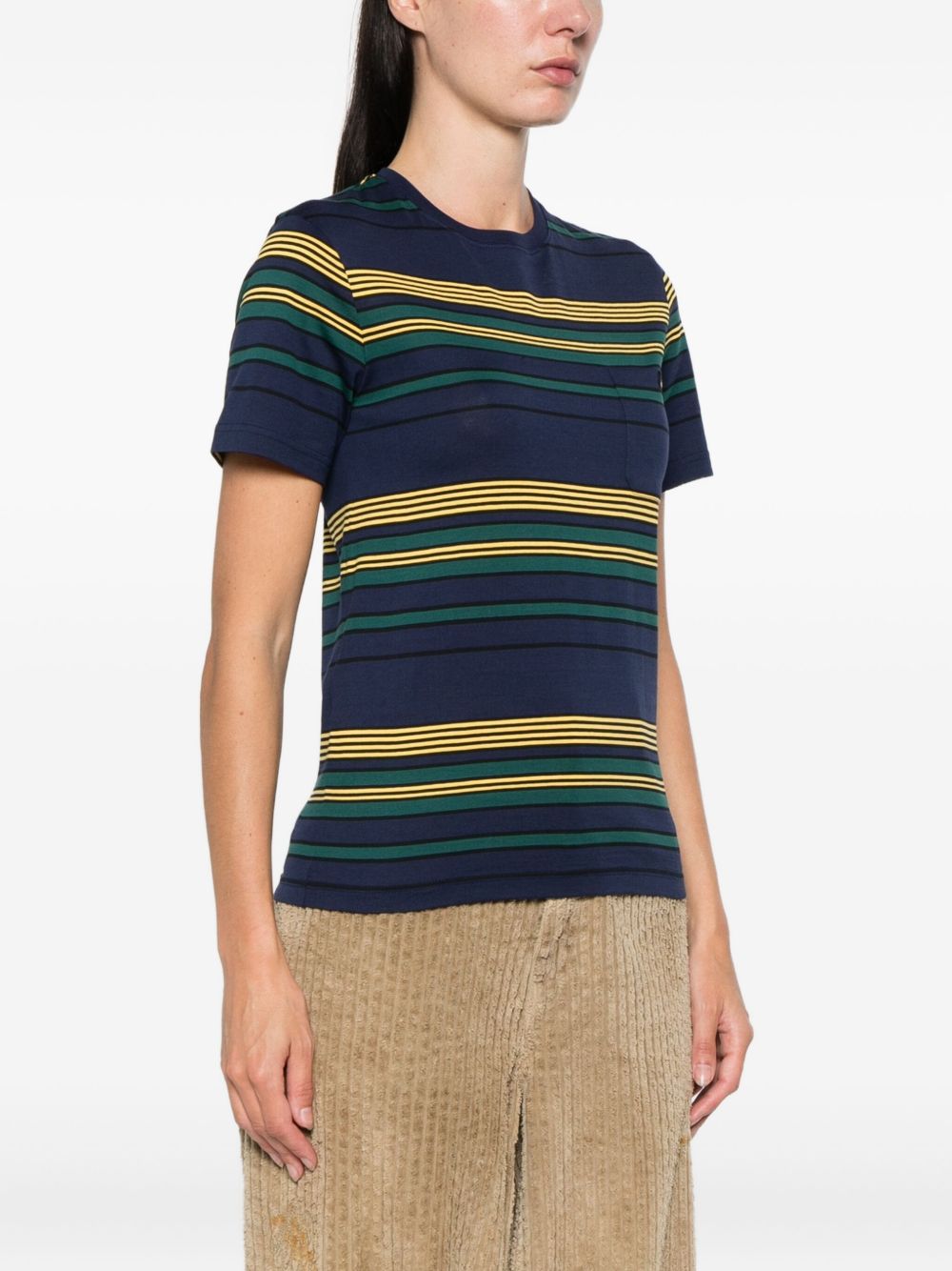 Miu Miu Women Striped Cotton T-Shirt MIU MIU