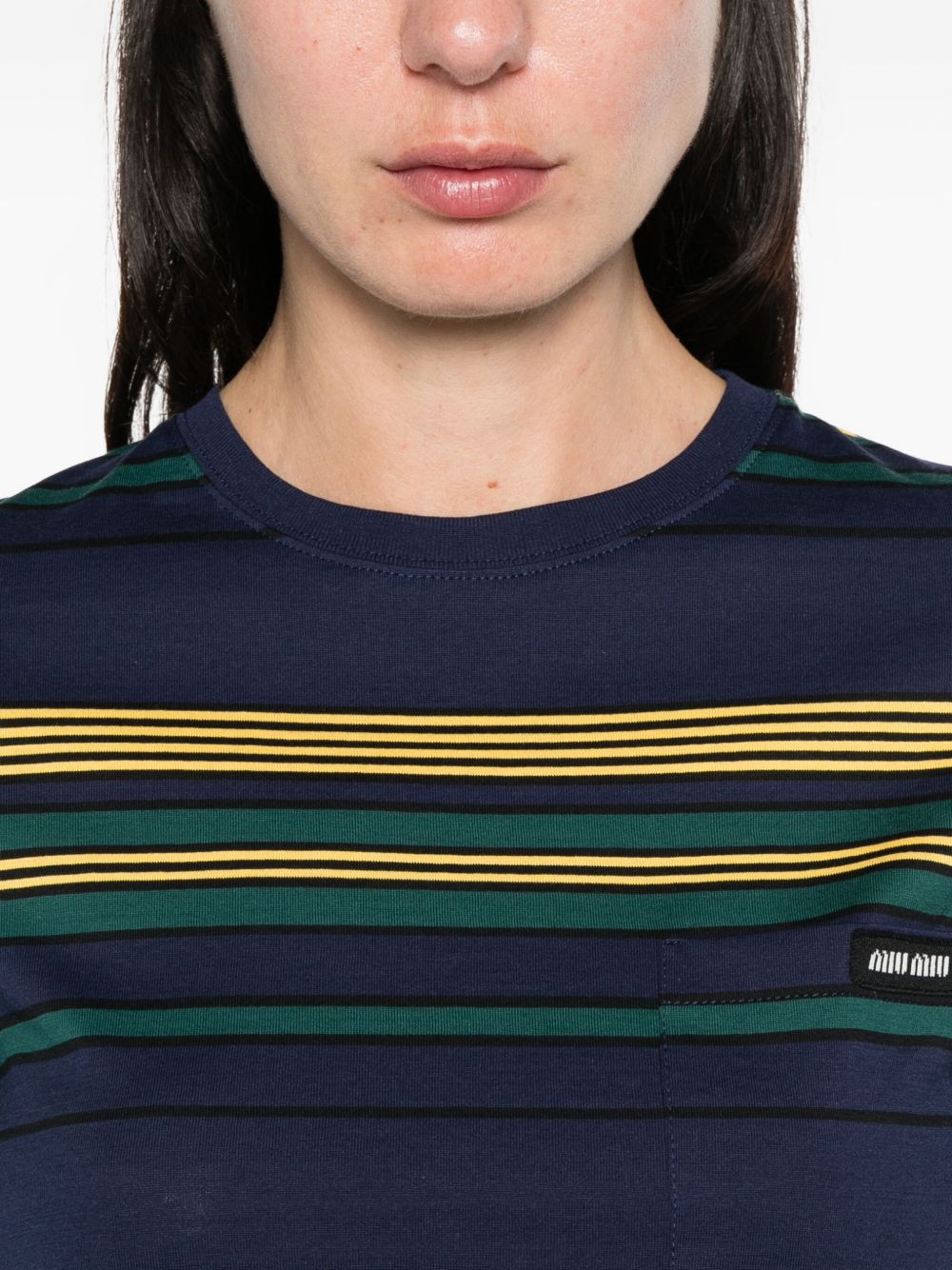 Miu Miu Women Striped Cotton T-Shirt MIU MIU