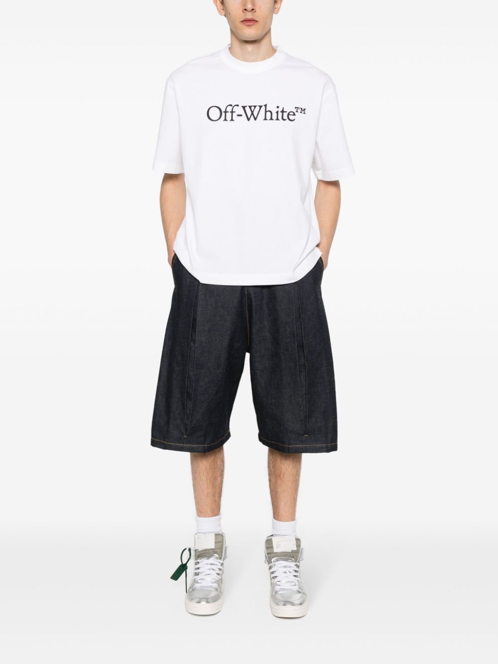 Off-White Men Big Bookish Cotton T-Shirt OFF-WHITE